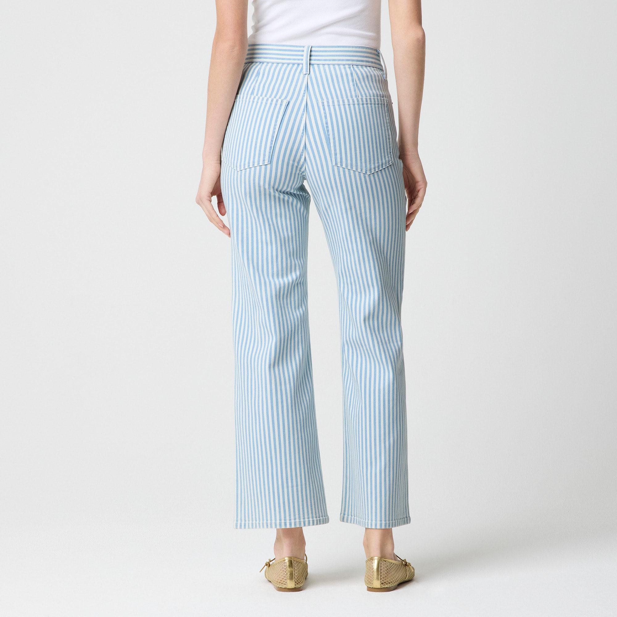 Striped wide-leg cropped jean