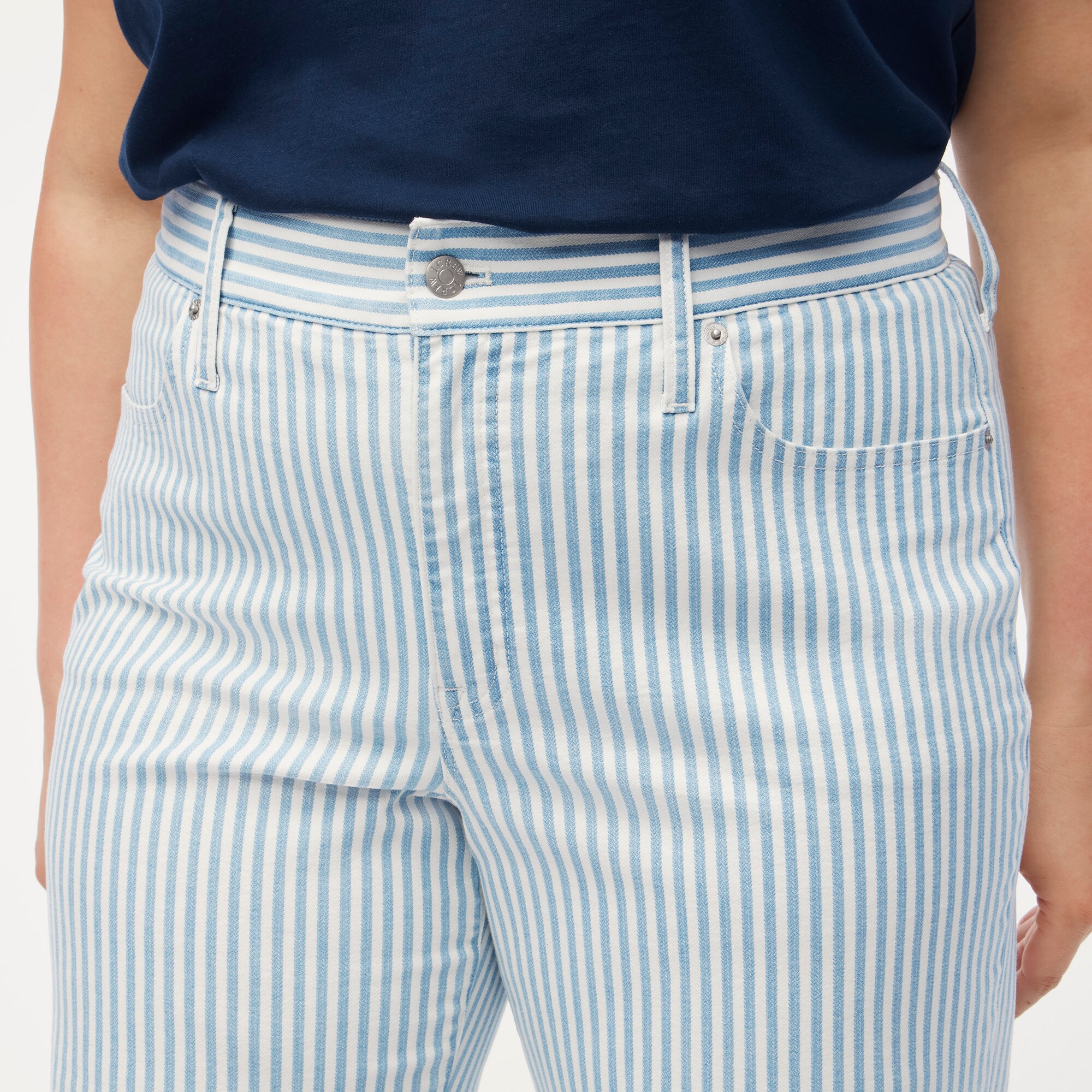 Striped wide-leg cropped jean