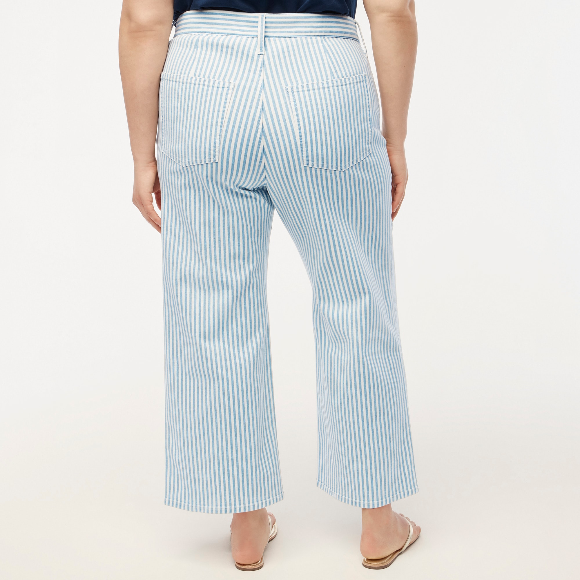 Striped wide-leg cropped jean