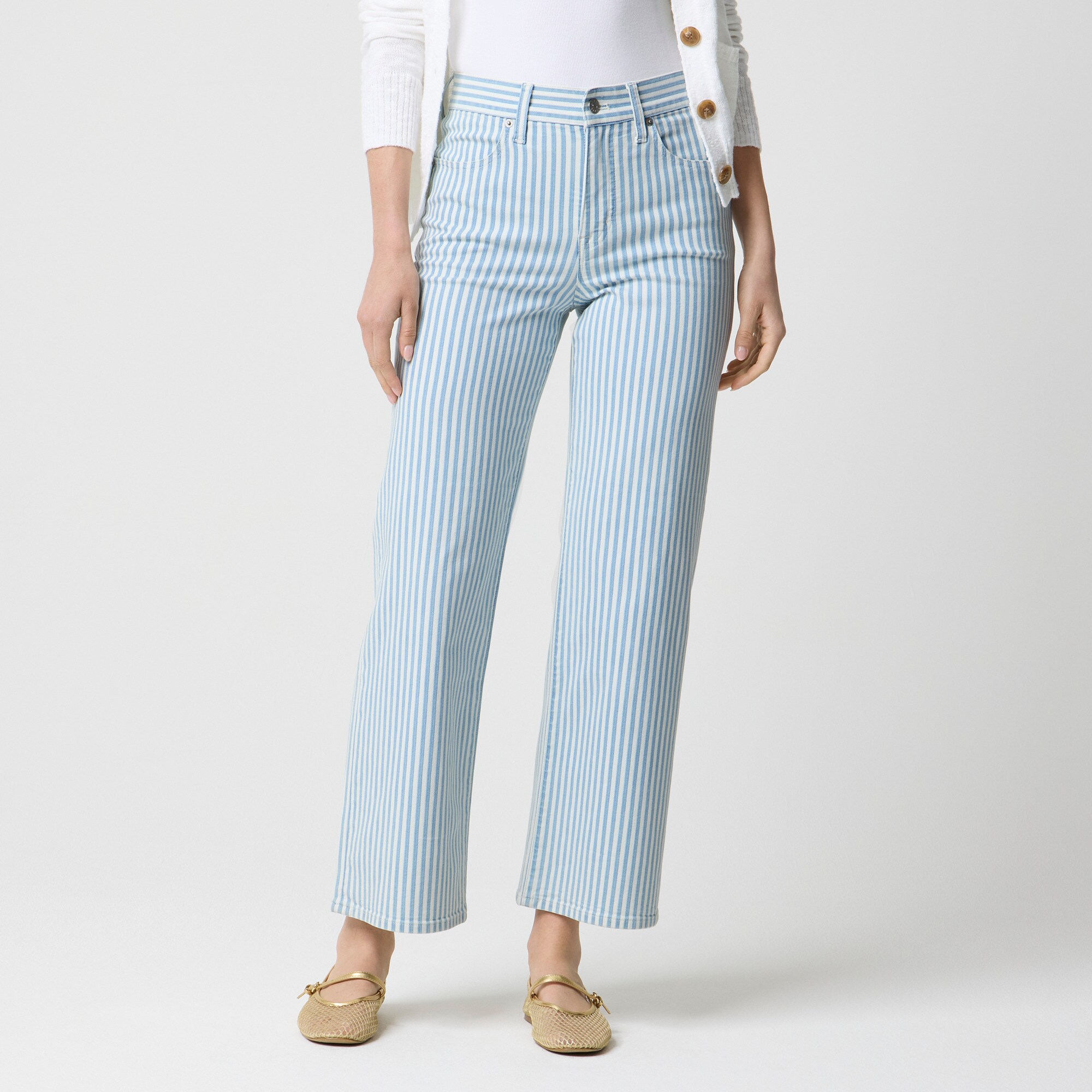 factory: striped wide-leg cropped jean for women