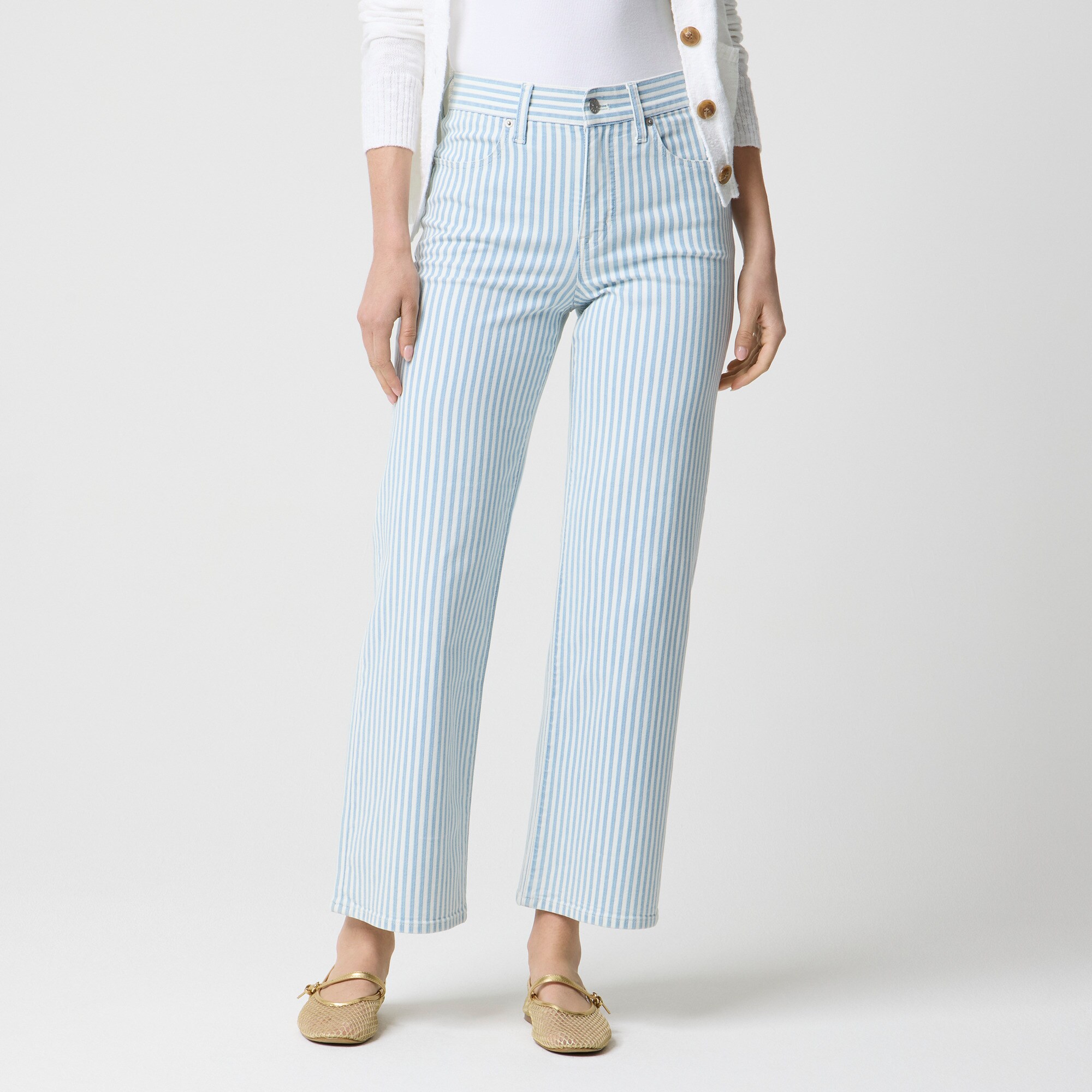  Striped wide-leg cropped jean