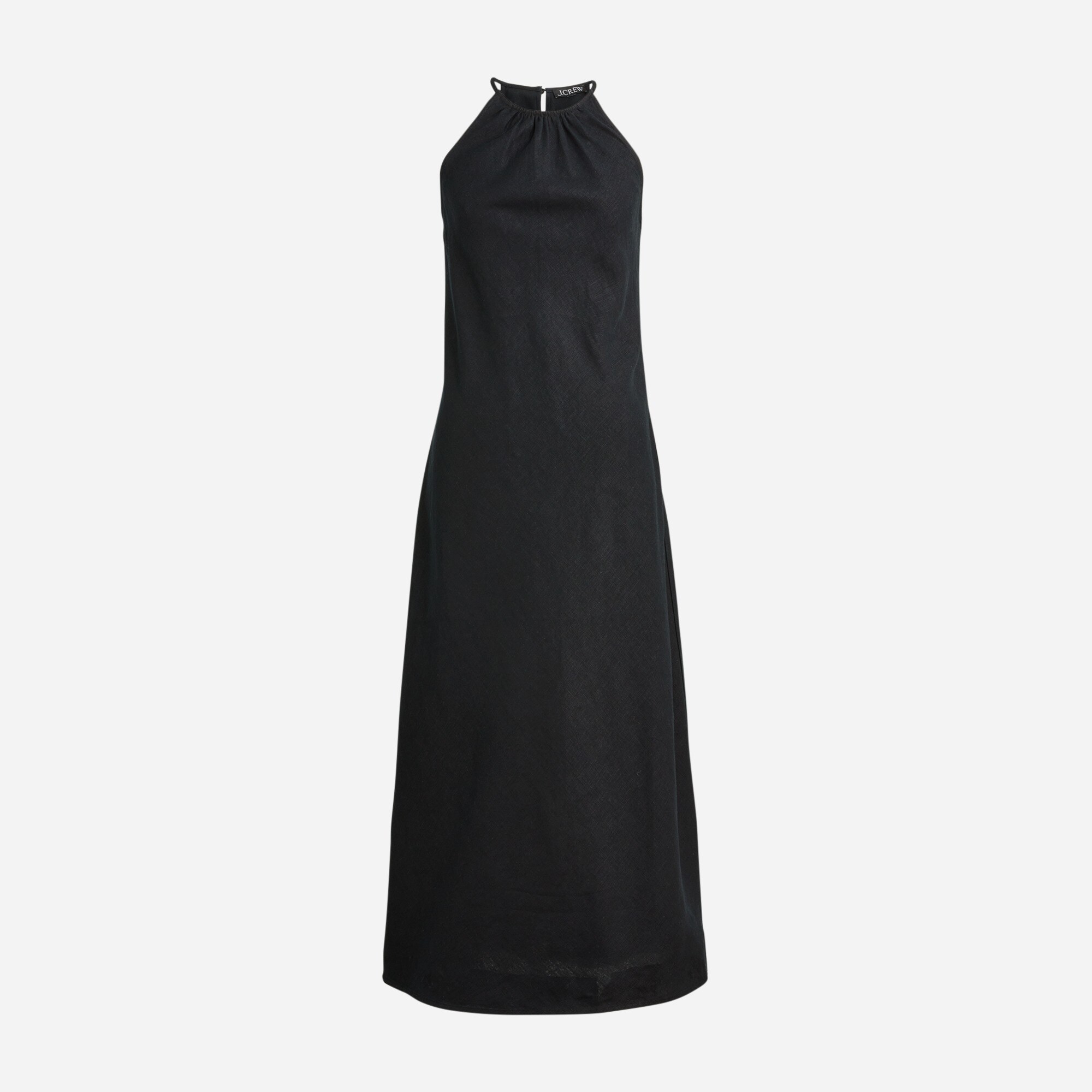 j crew black midi dress High-neck Midi Dress In Linen For Women