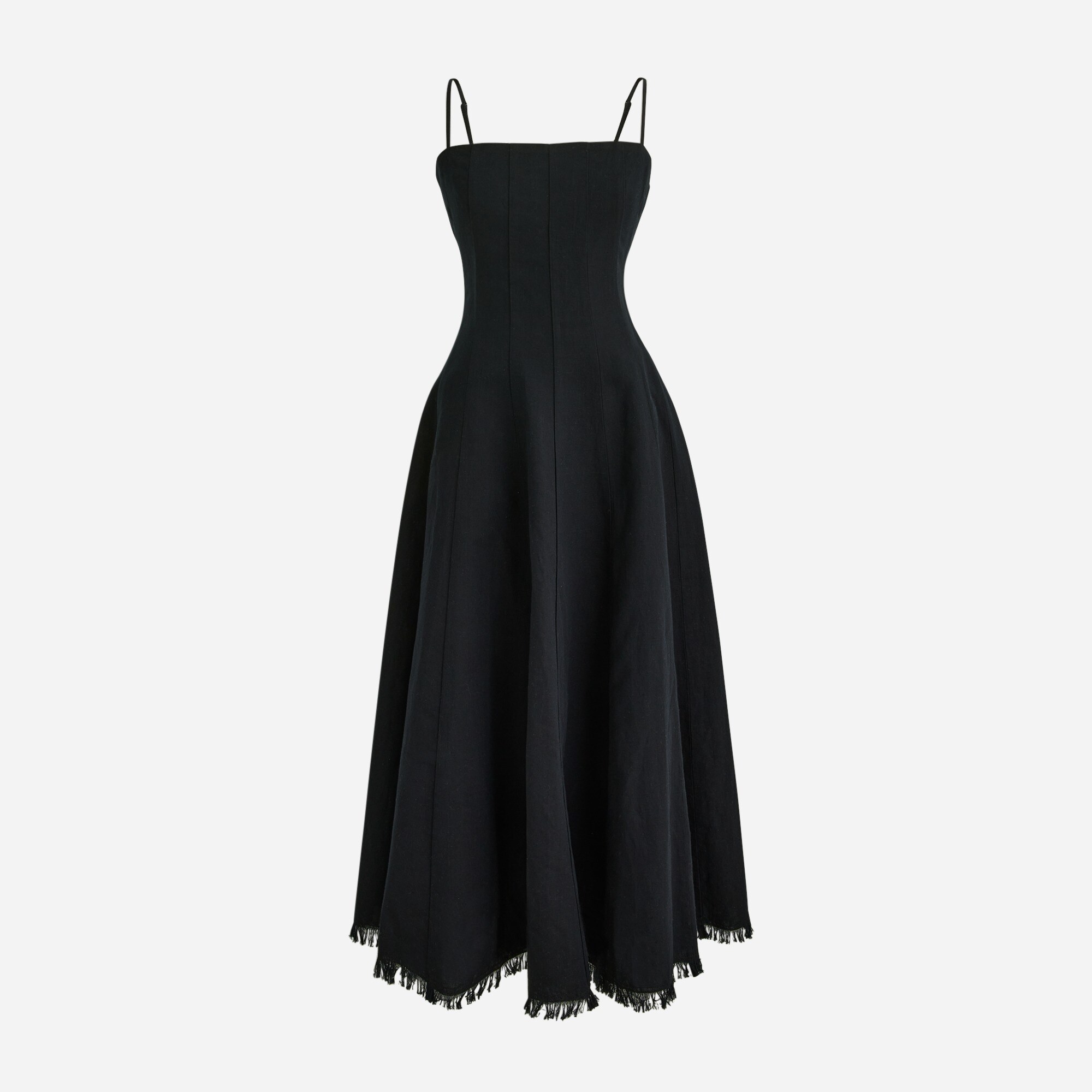 seamed flare dress Seamed Flare Midi Dress In Linen Blend For Women