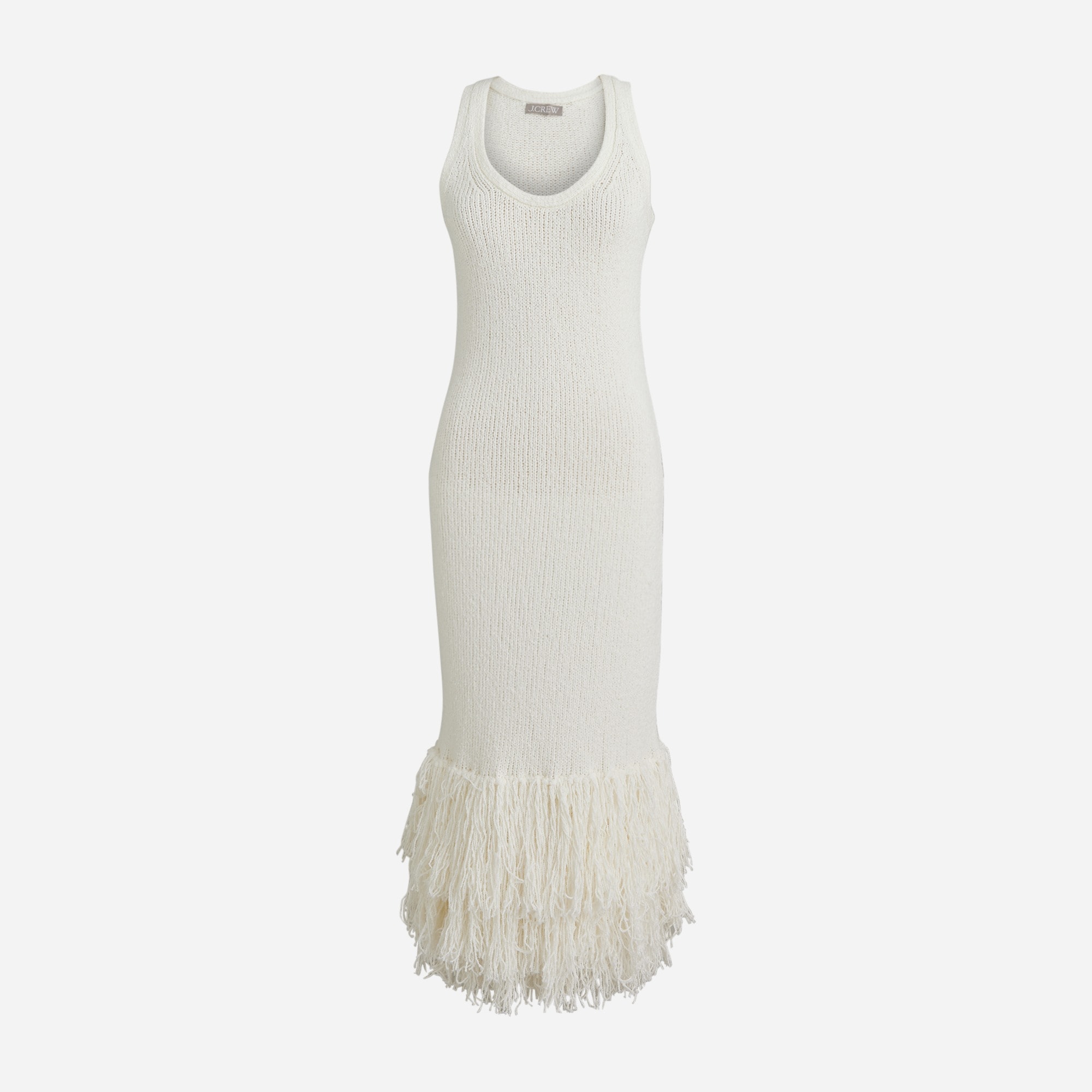 Fringe-trim sweater-dress