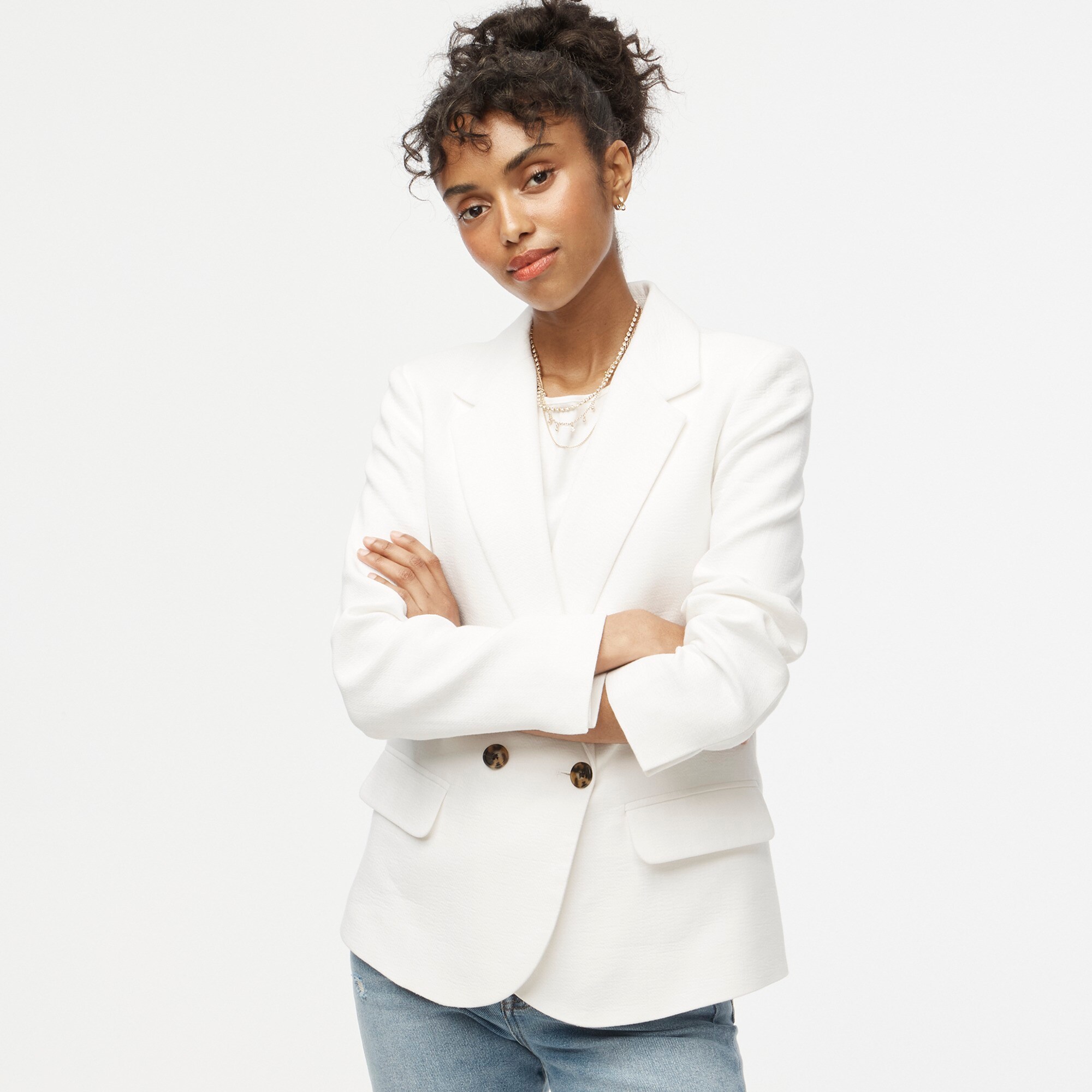 Factory Cotton blend Textured Blazer For Women