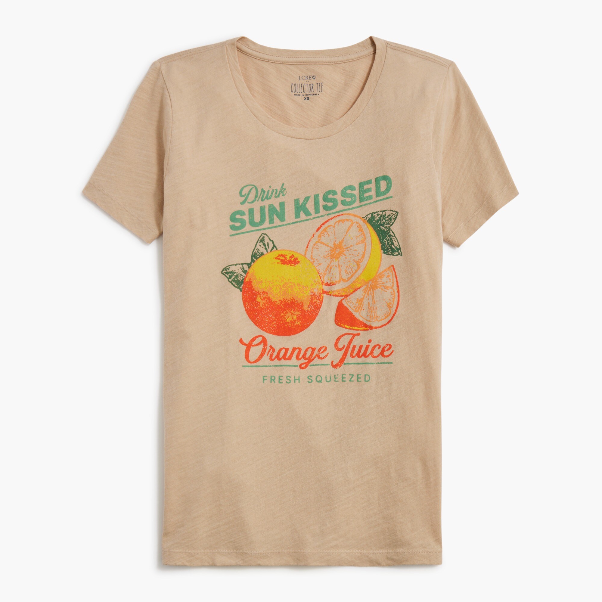 factory: slub cotton orange graphic tee for women