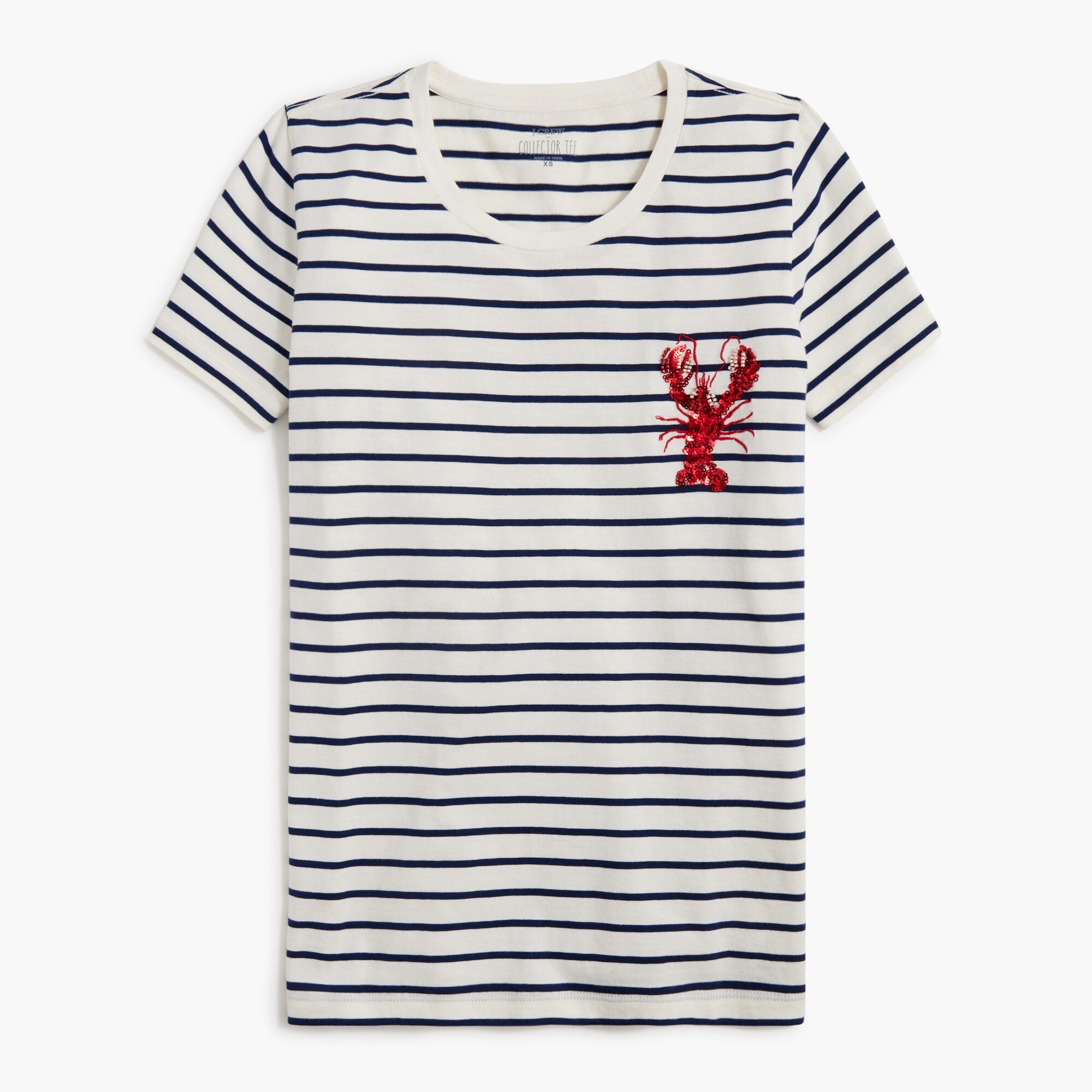 embellished lobster striped graphic tee for women