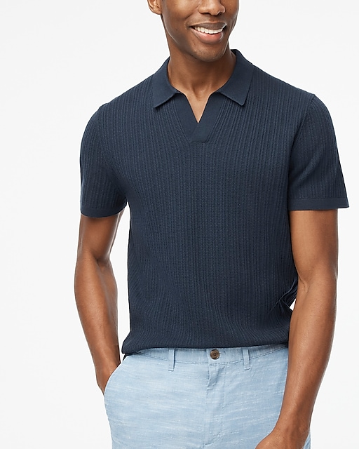  Textured johnny-collar polo shirt