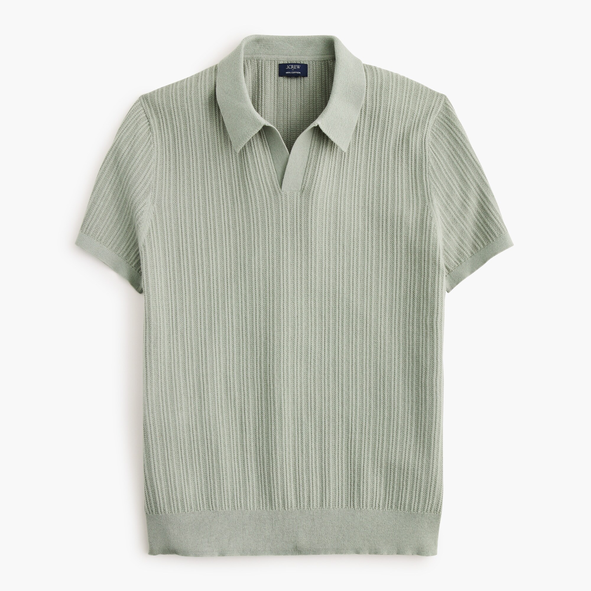 Textured Johnny-collar sweater polo