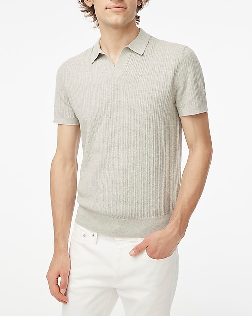  Textured johnny-collar polo shirt