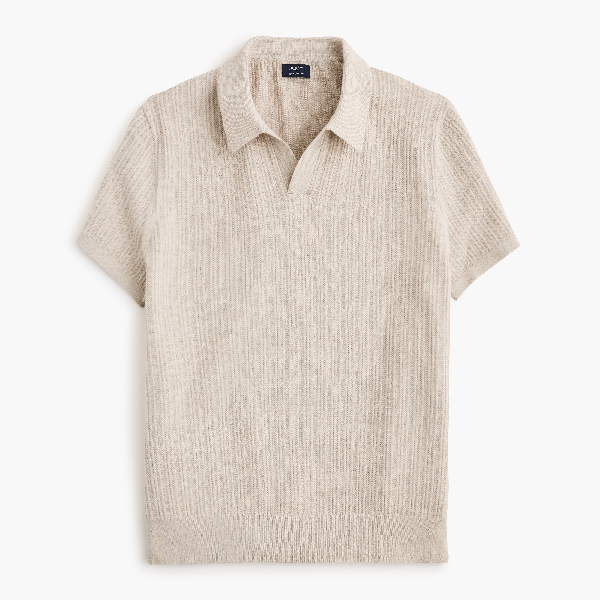 Textured Johnny-collar sweater polo