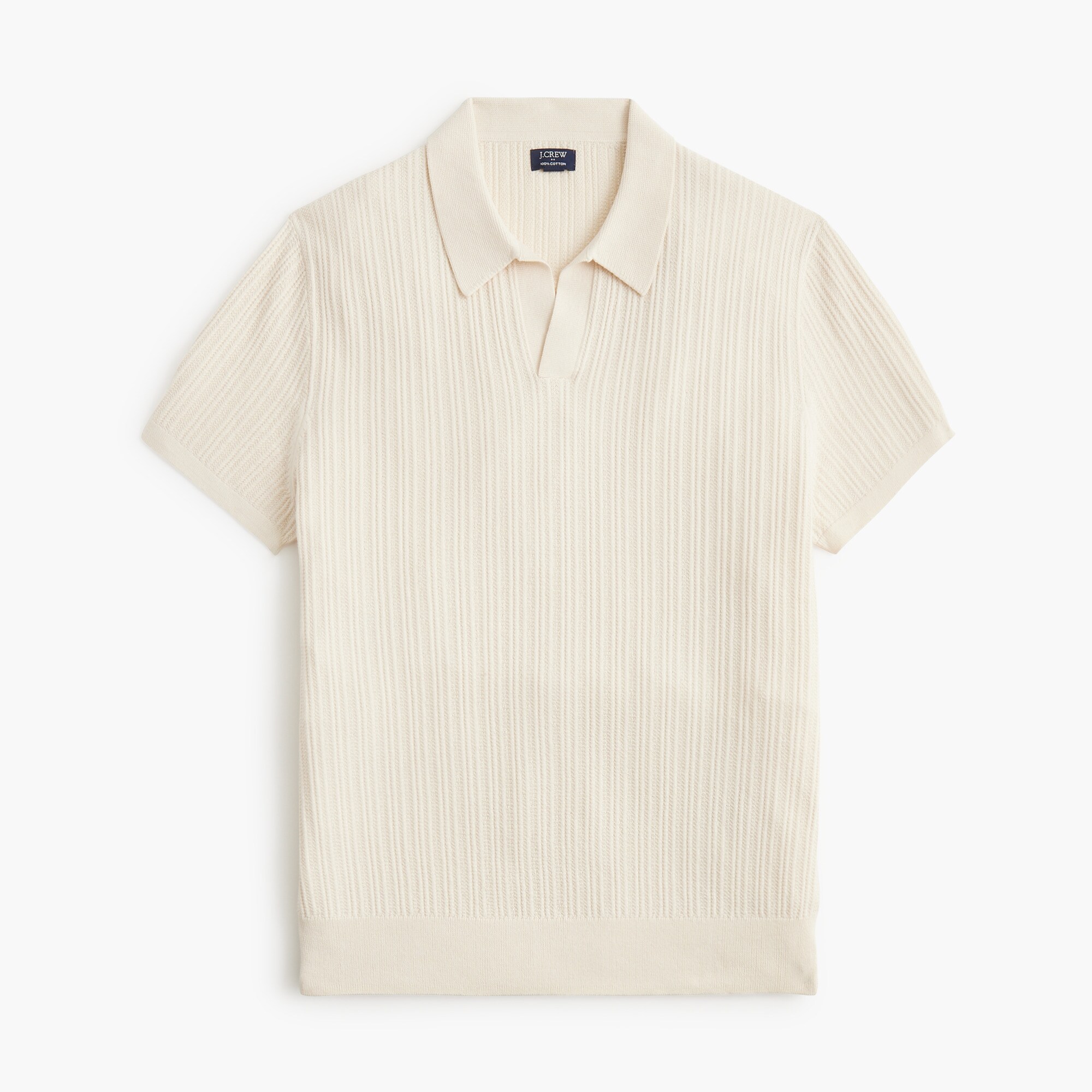 Textured Johnny-collar sweater polo