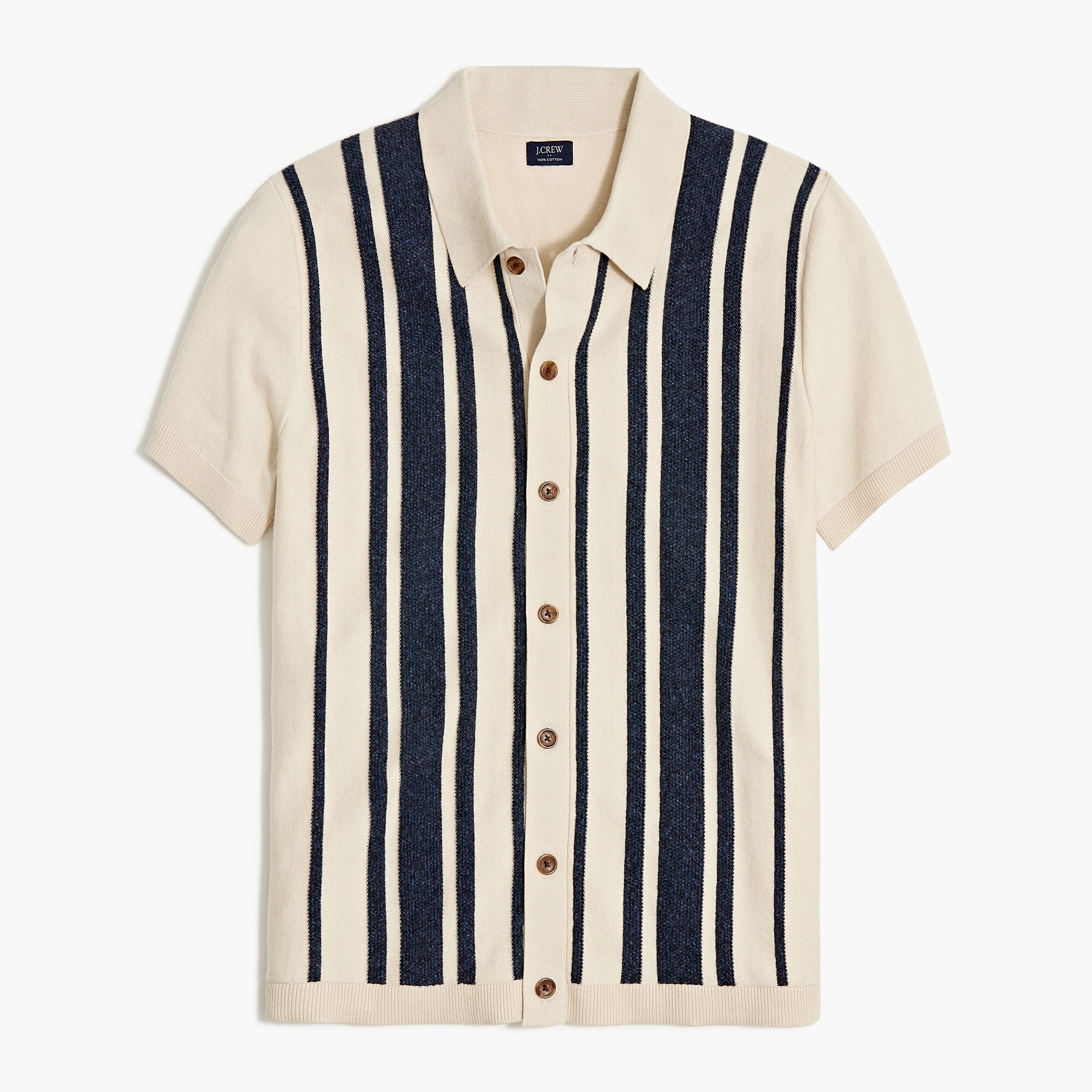 Striped button-front sweater-polo