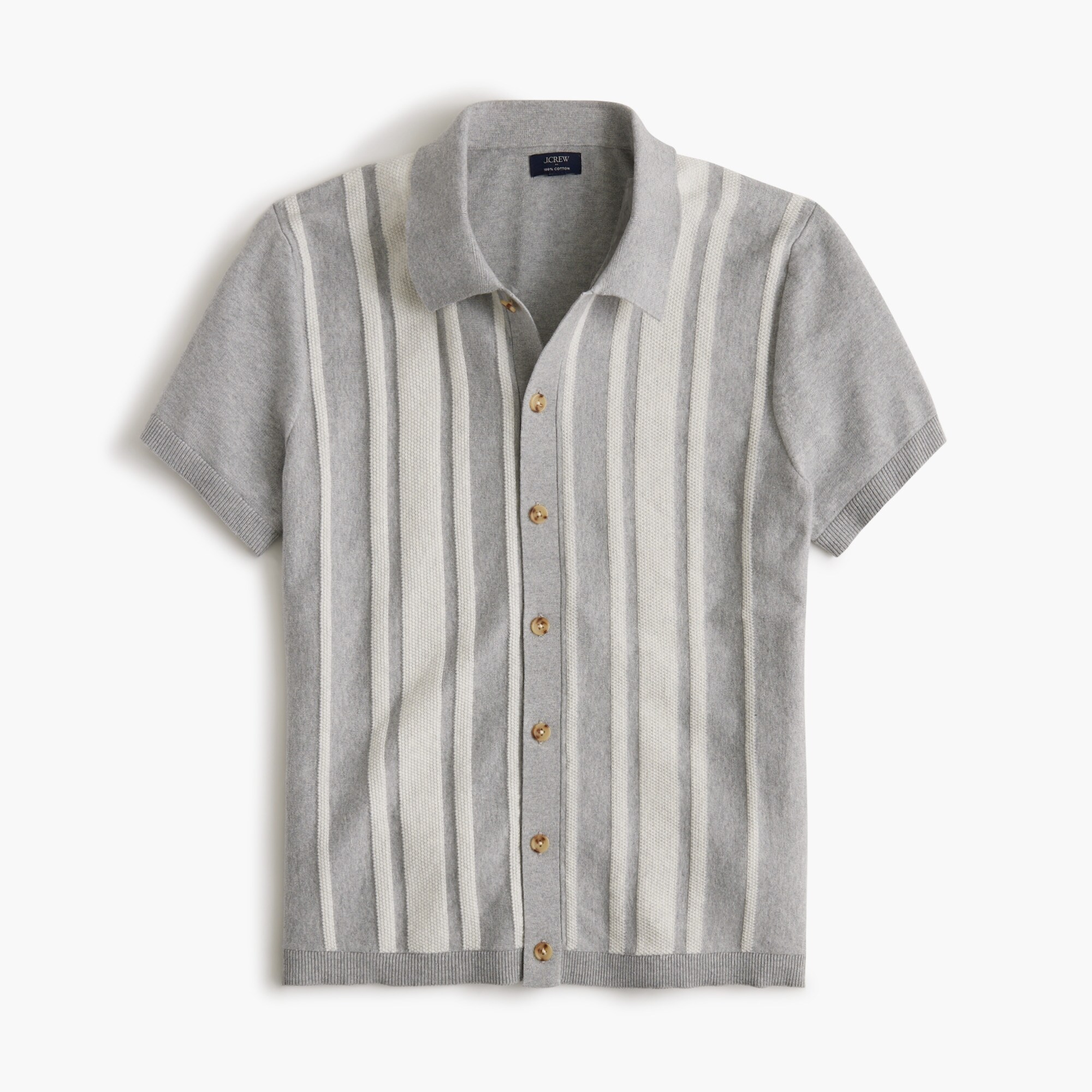 Striped button-front sweater-polo