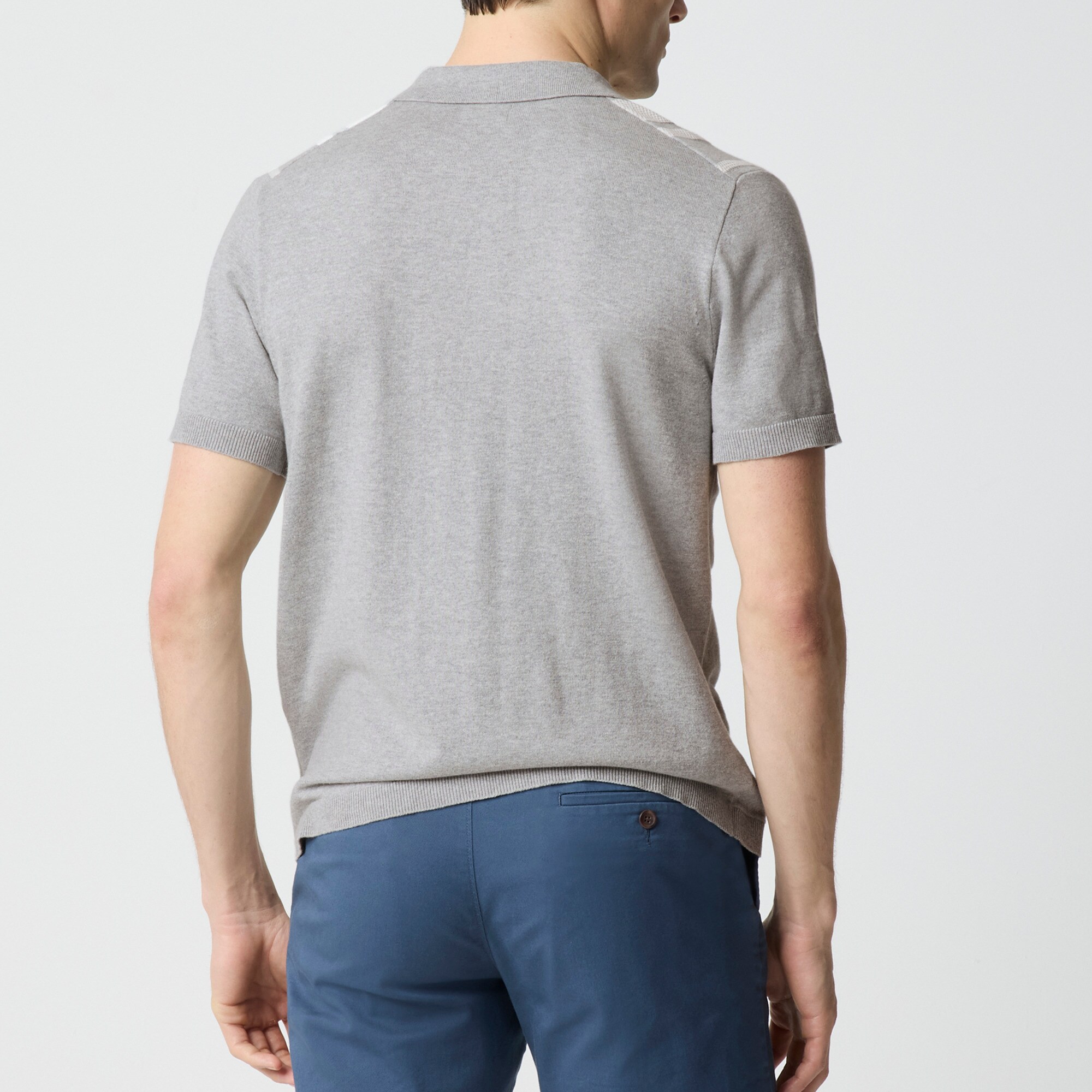 Striped button-front sweater-polo