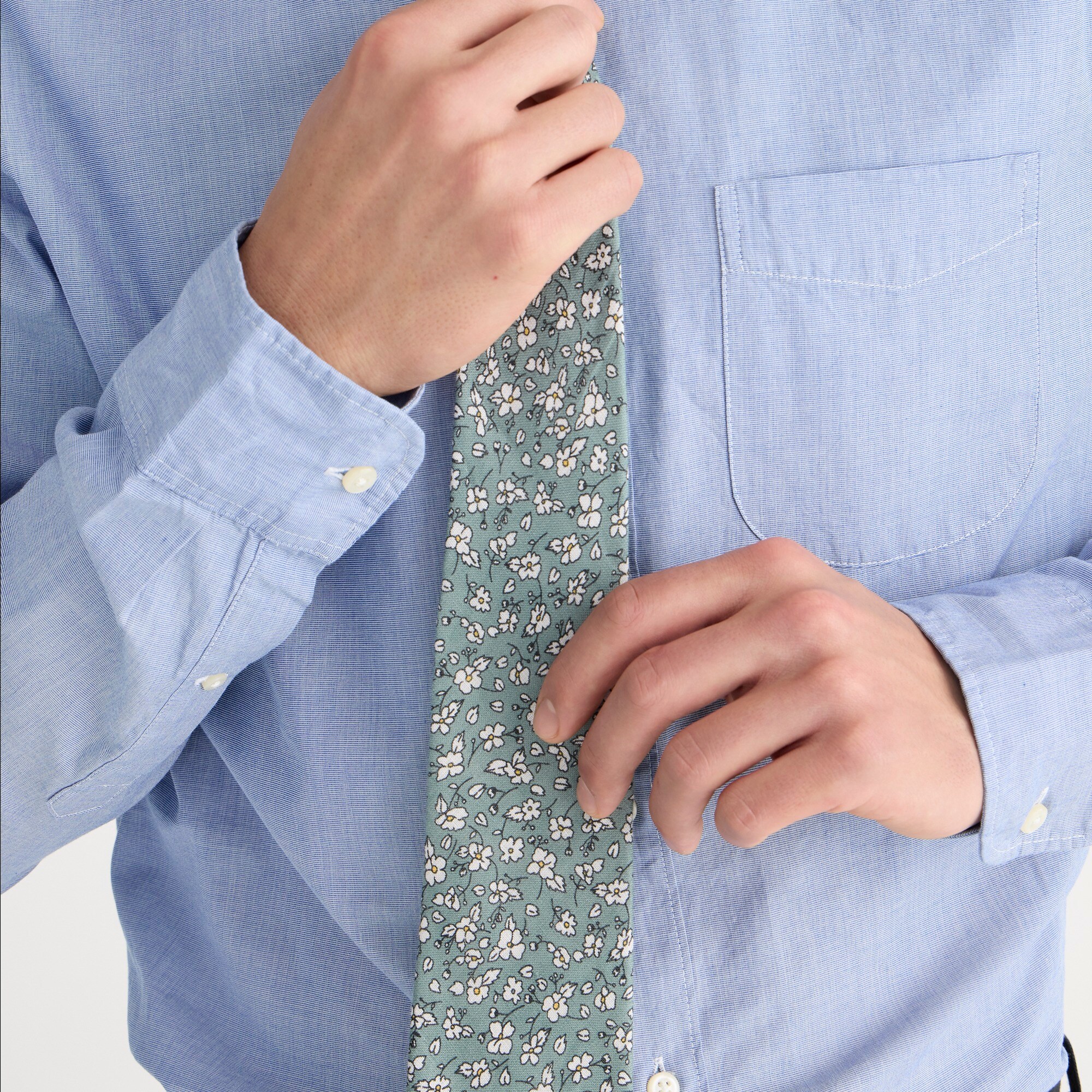 mens Linen tie in floral print