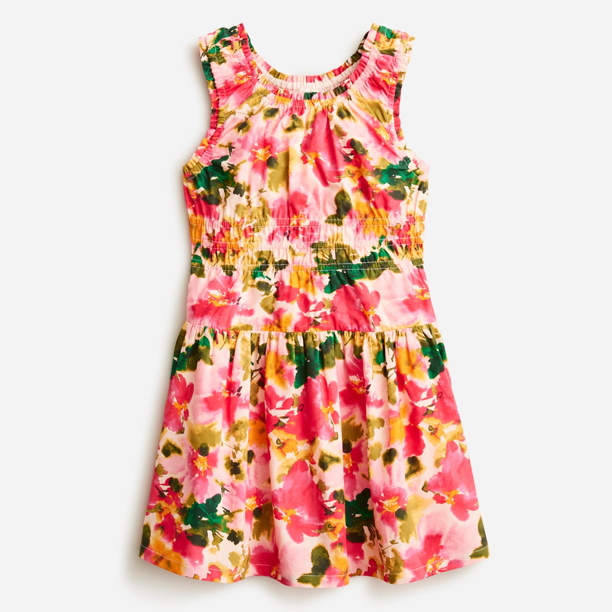  Girls' scoopneck dress in cotton poplin floral