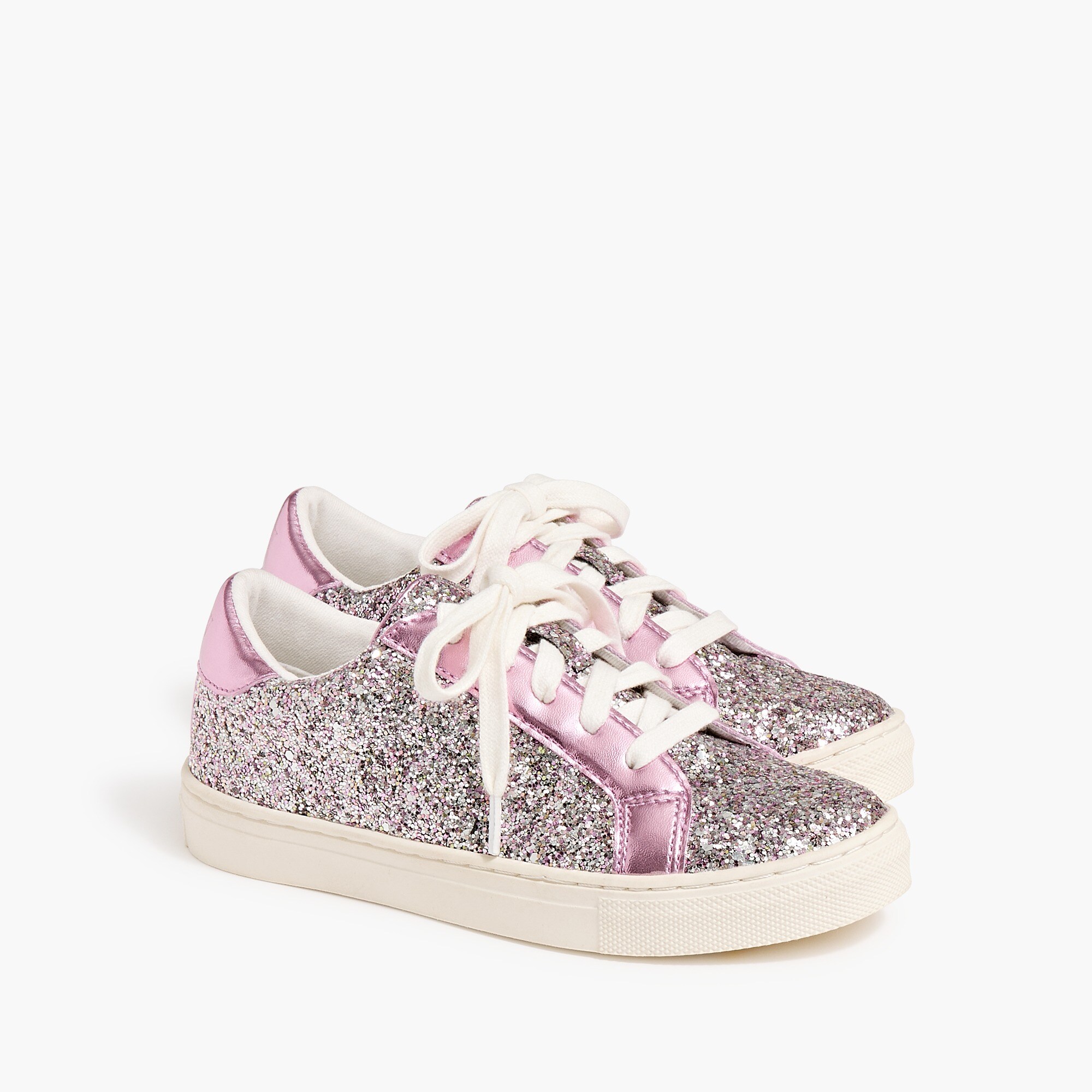 Girls' glitter lace-up sneakers