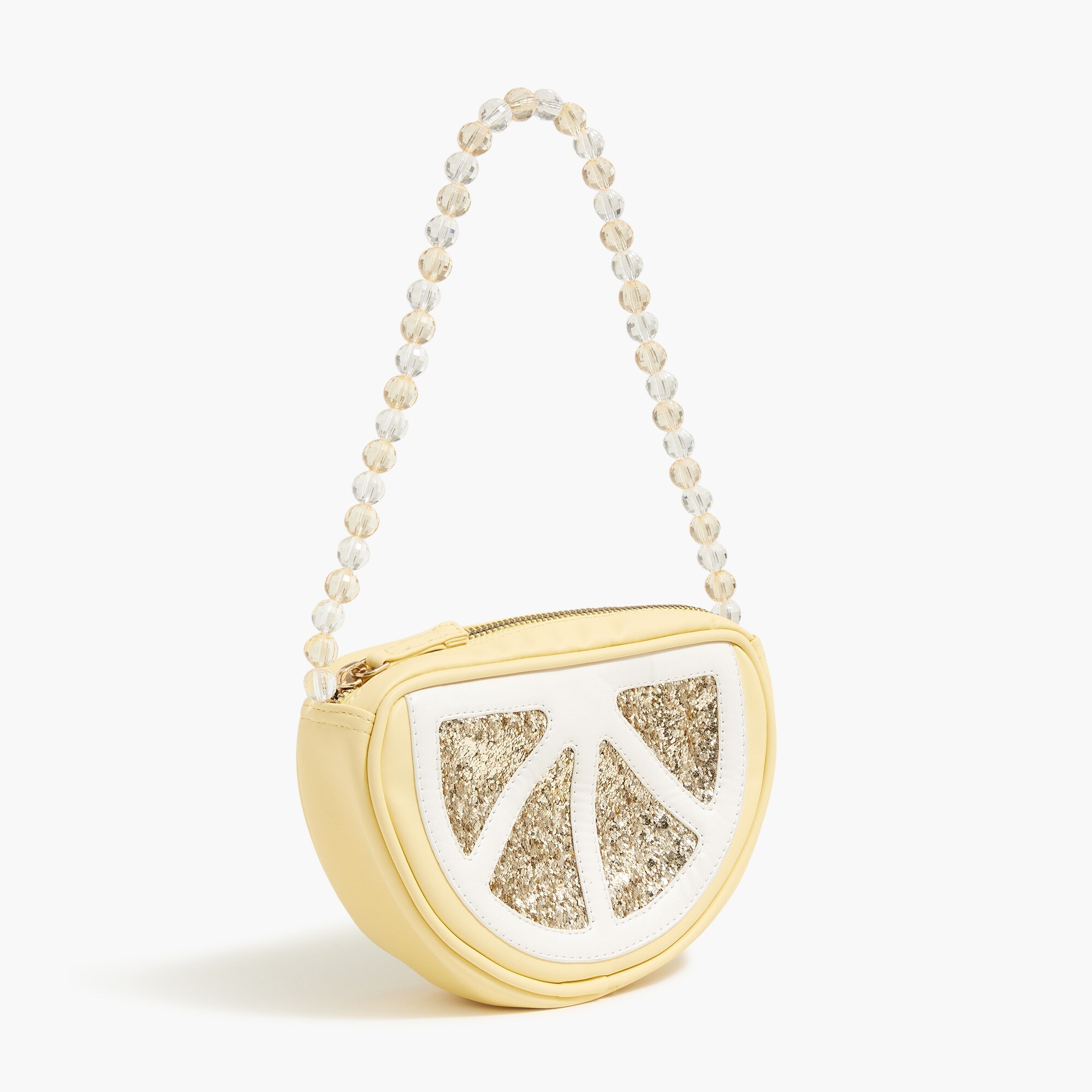  Girls' glitter lemon handbag with beaded strap
