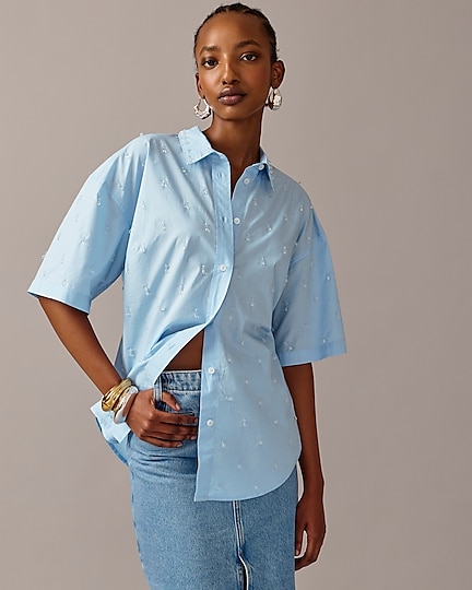 j.crew: collection embellished elbow-sleeve shirt for women