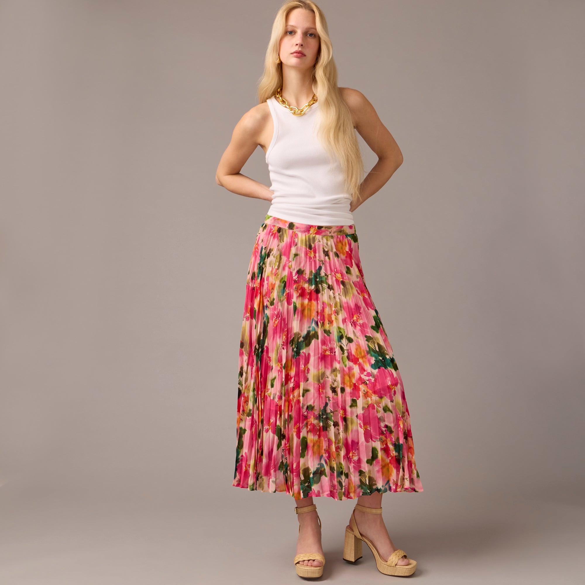 j.crew: gwyneth pleated skirt in floral chiffon for women