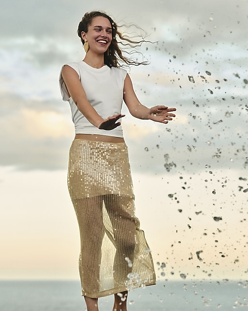 womens Collection layered sequin midi skirt