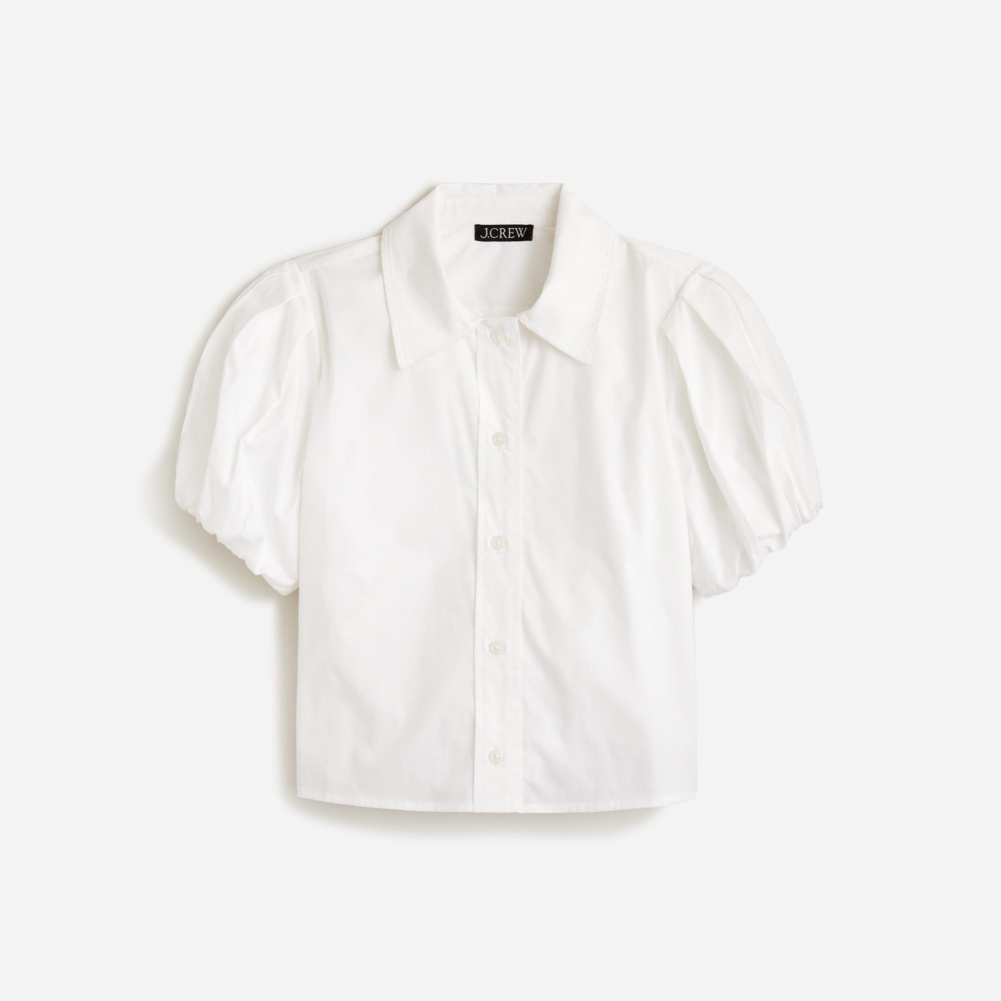 Gamine puff-sleeve shirt in cotton poplin