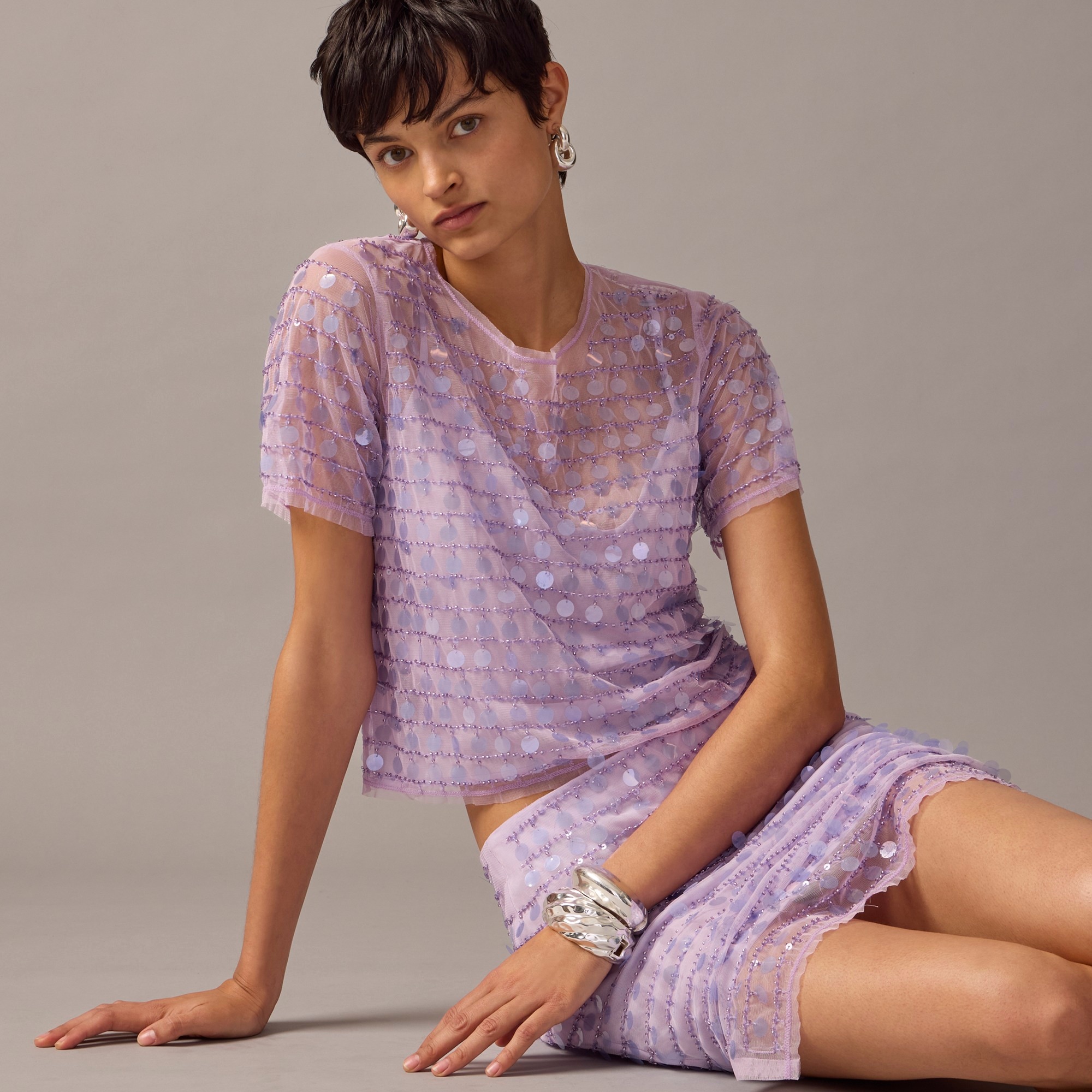 j.crew: collection layered sequin t-shirt for women