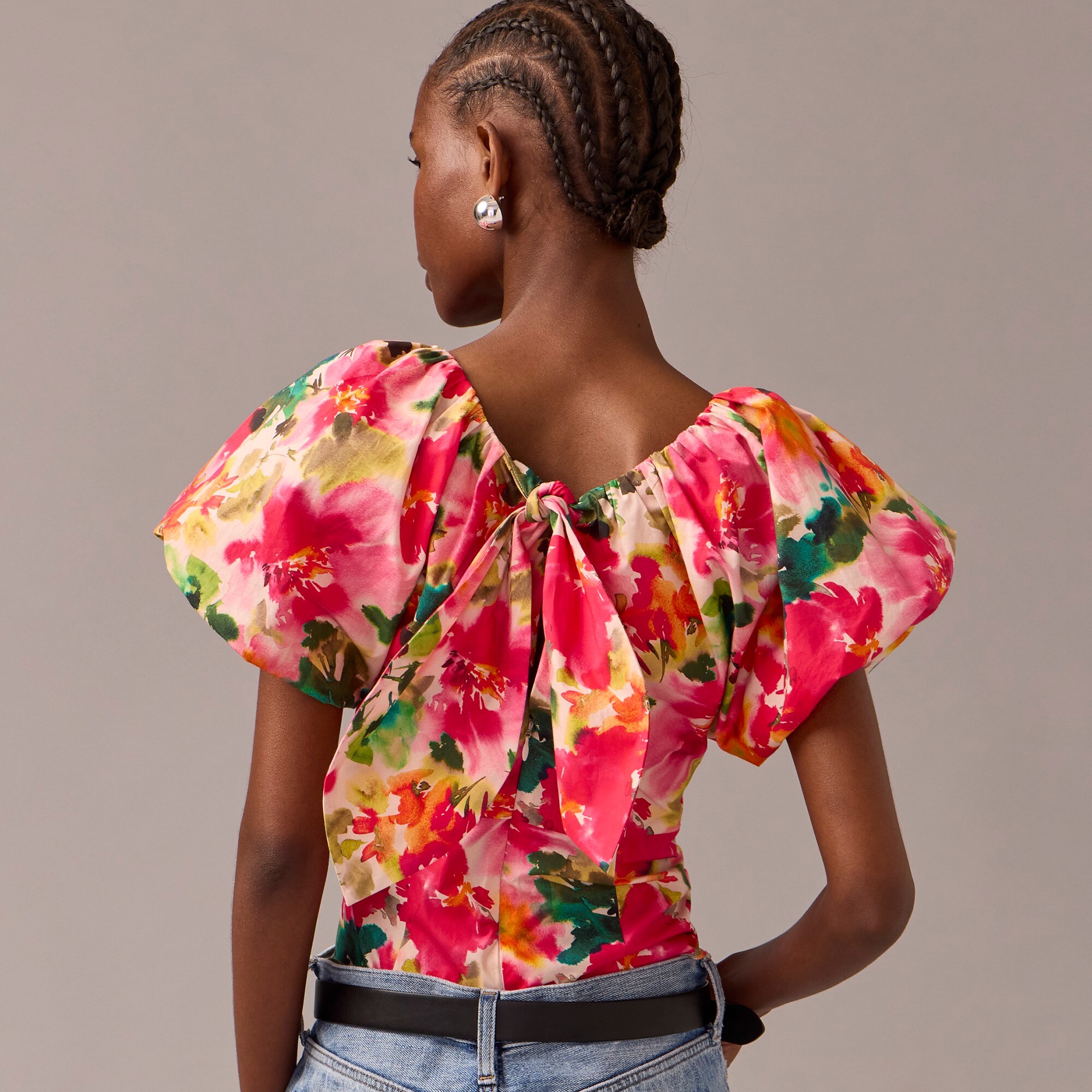 Cecily top in floral stretch cotton poplin blend