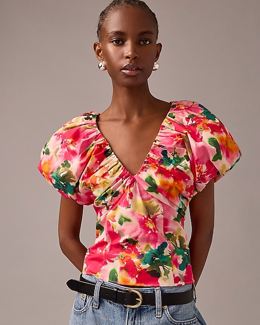  Cecily top in floral stretch cotton poplin blend
