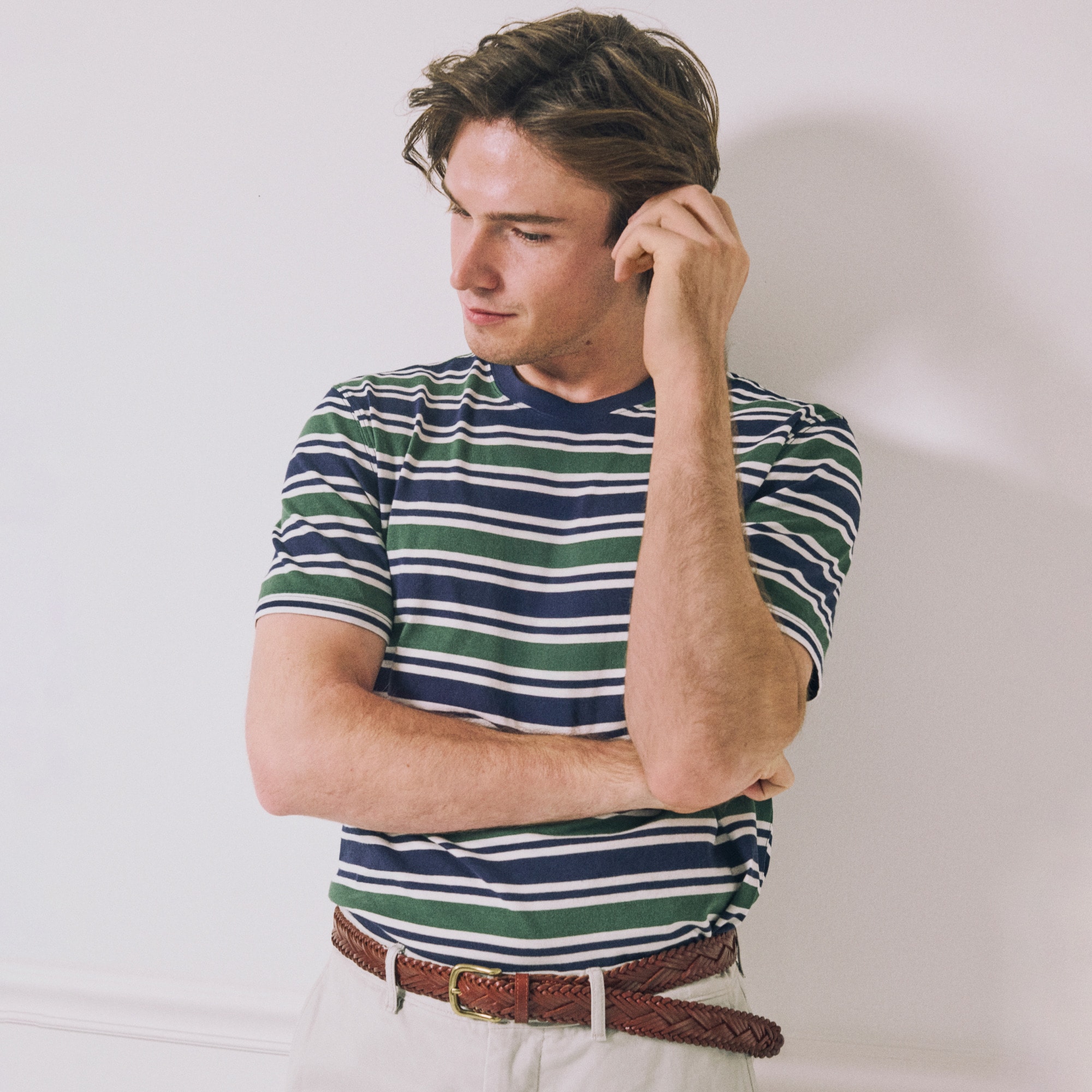 Vintage-wash cotton T-shirt in stripe