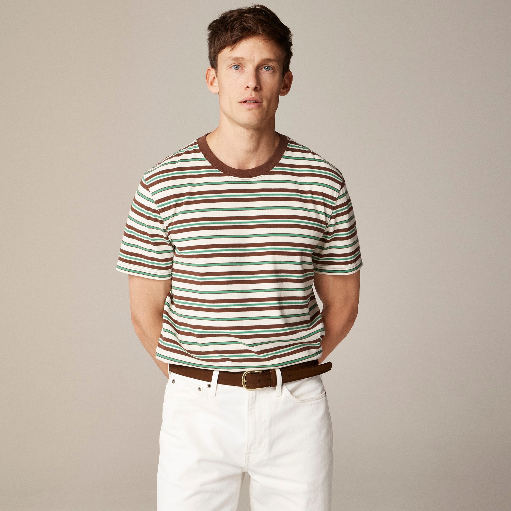 mens Vintage-wash cotton T-shirt in stripe