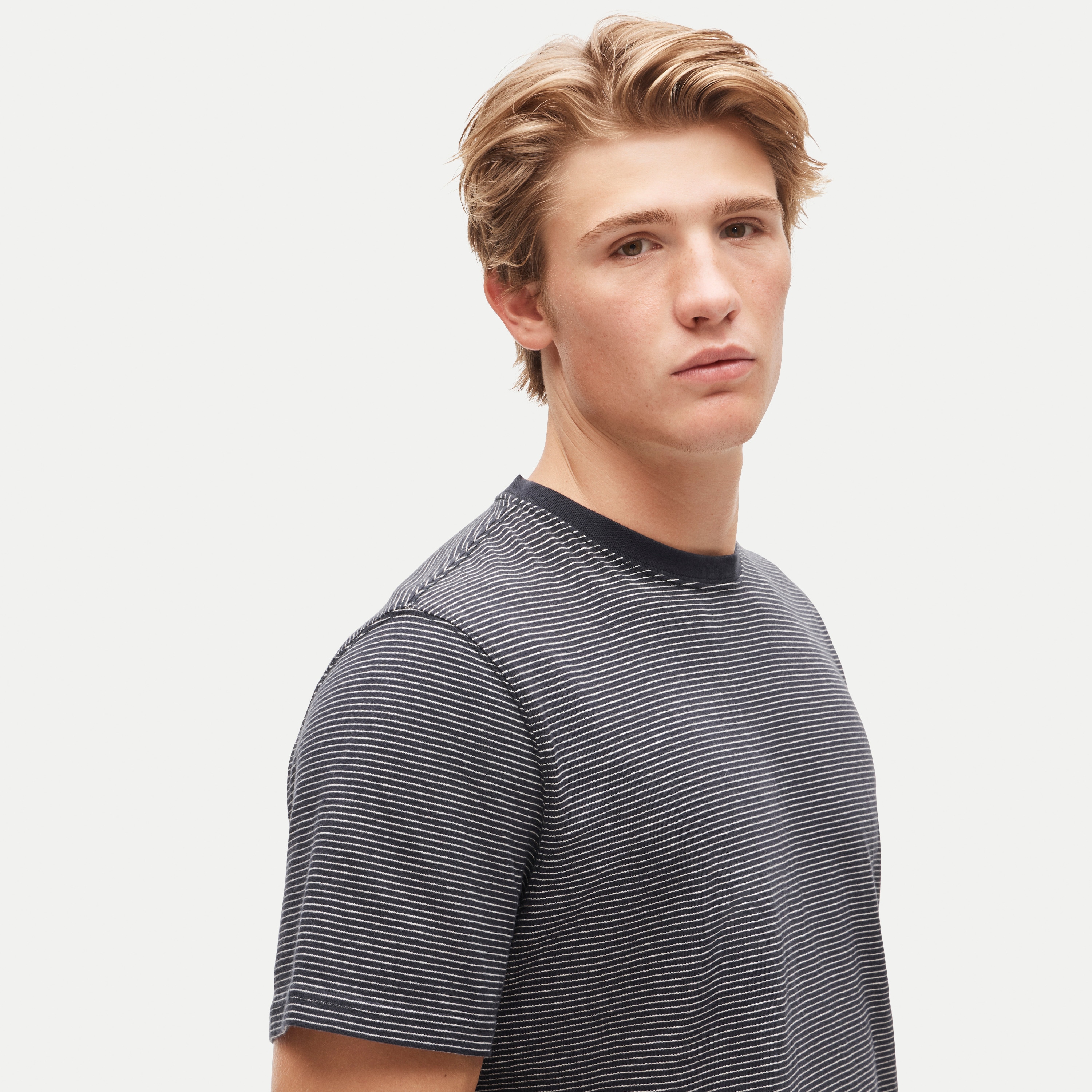Vintage-wash cotton T-shirt in stripe