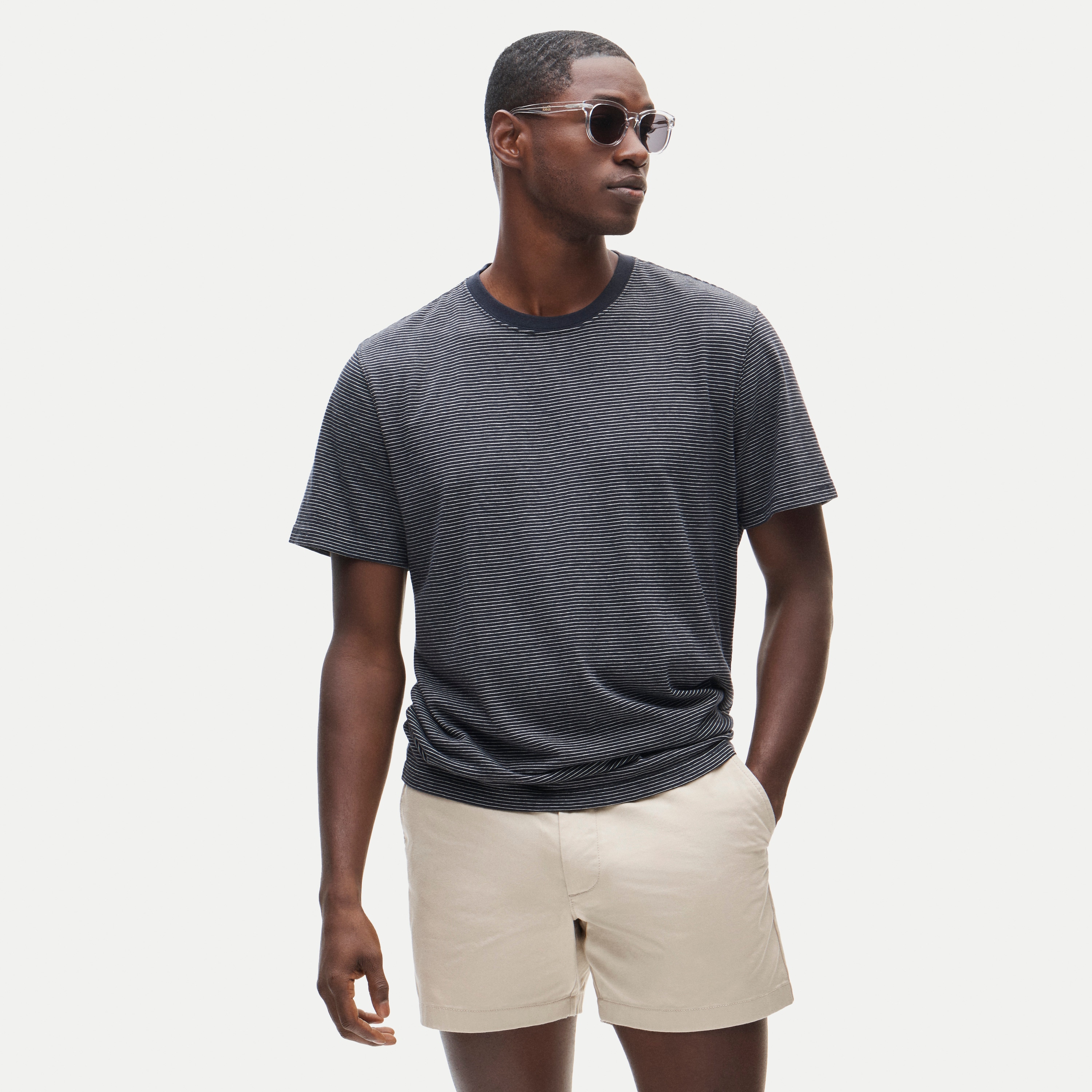 Tall vintage-wash cotton T-shirt in stripe