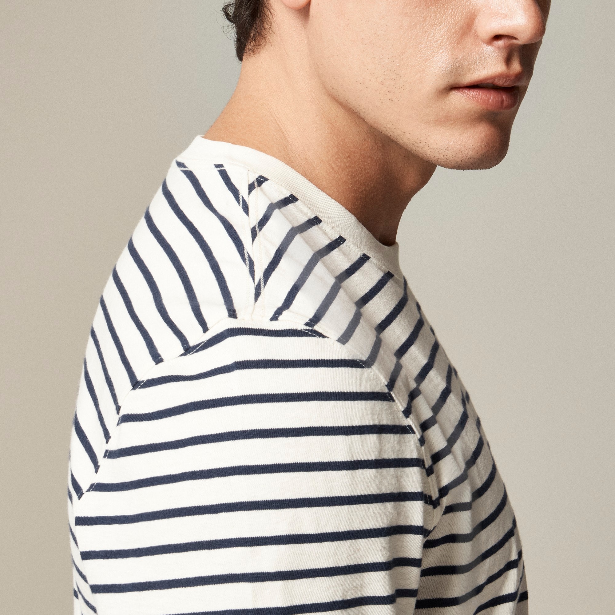 Vintage-wash cotton T-shirt in stripe