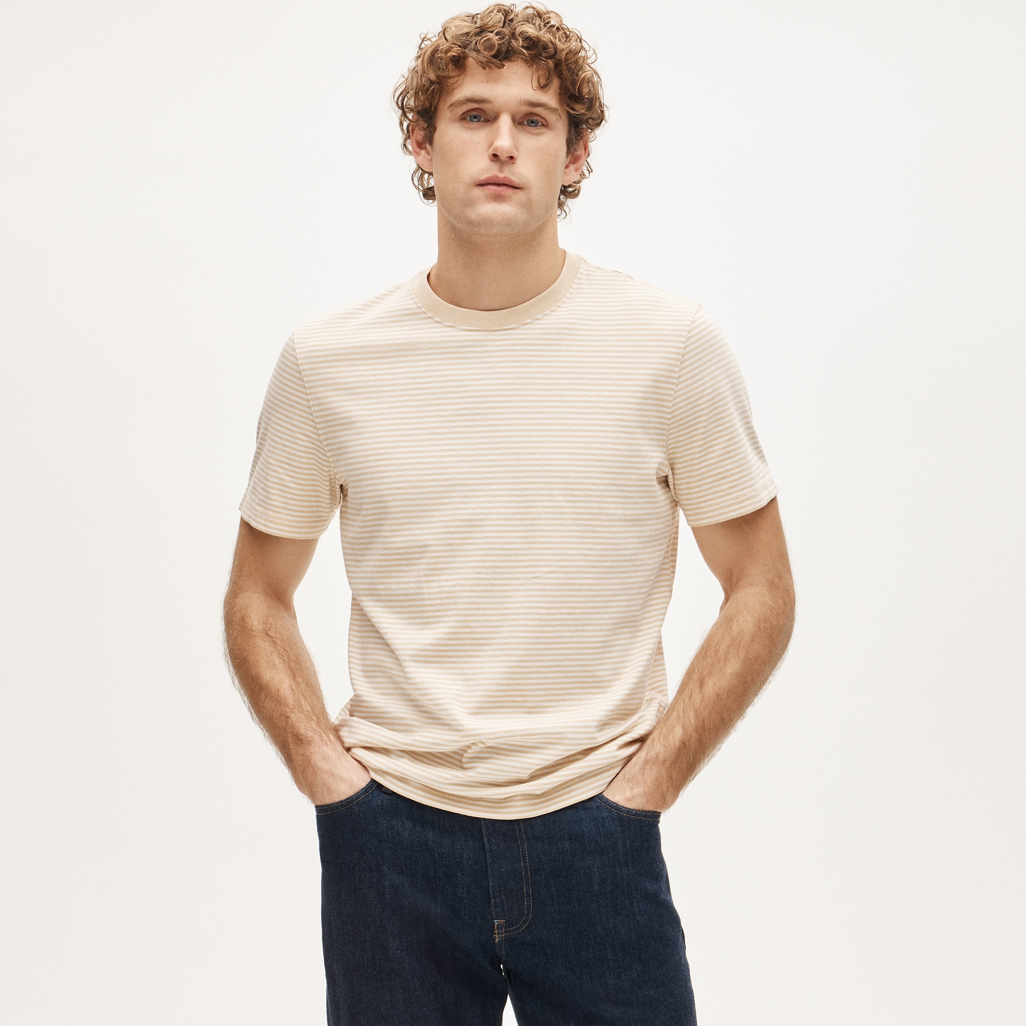 Vintage-wash cotton T-shirt in stripe