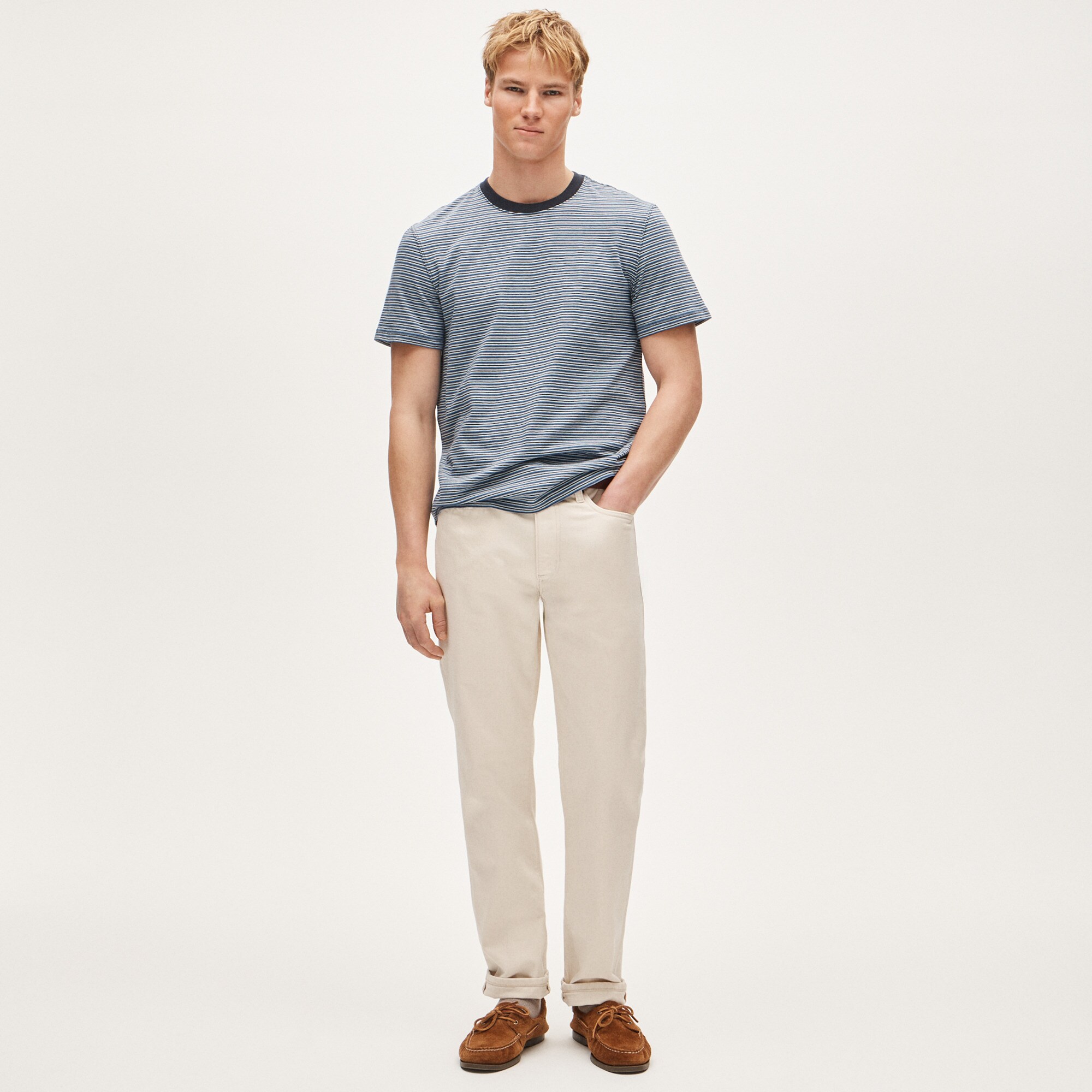 Vintage-wash cotton T-shirt in stripe
