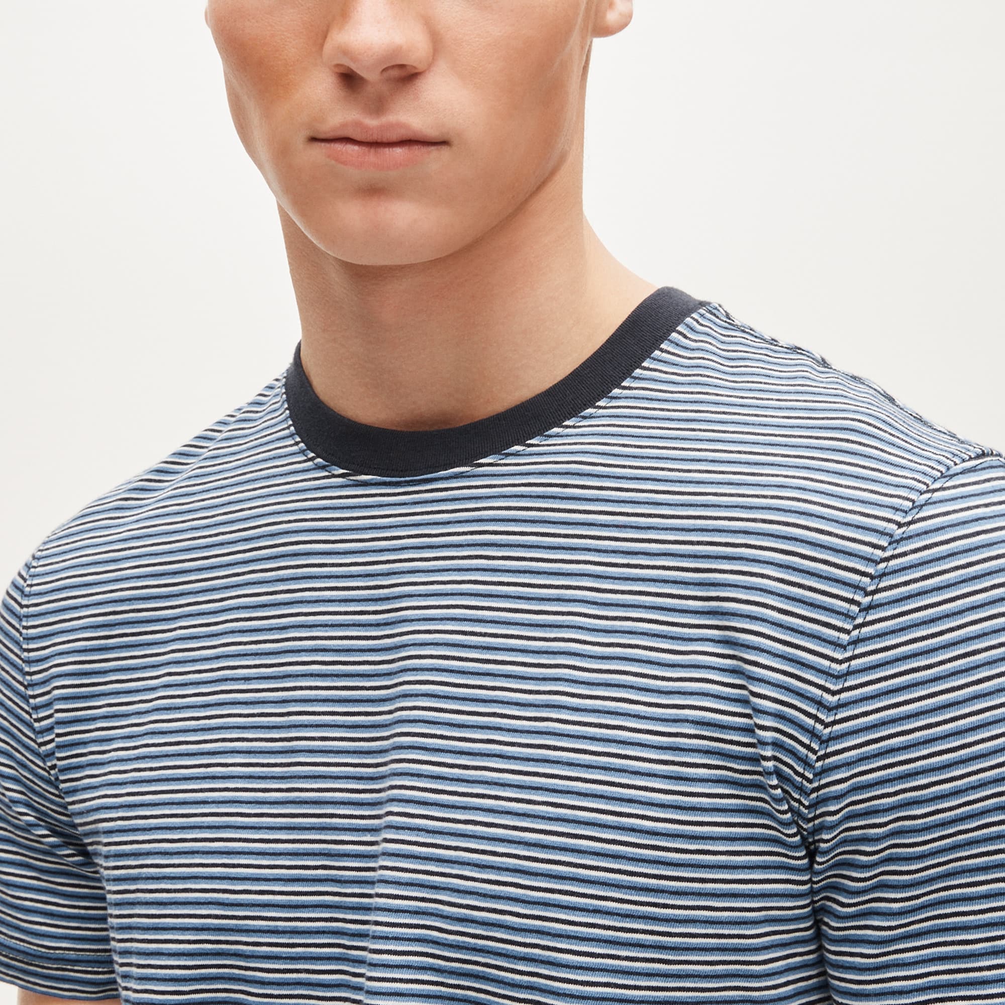 Vintage-wash cotton T-shirt in stripe