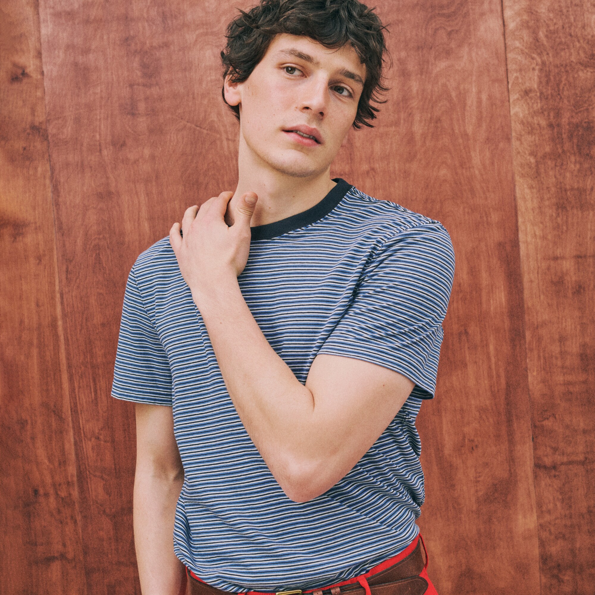 Vintage-wash cotton T-shirt in stripe