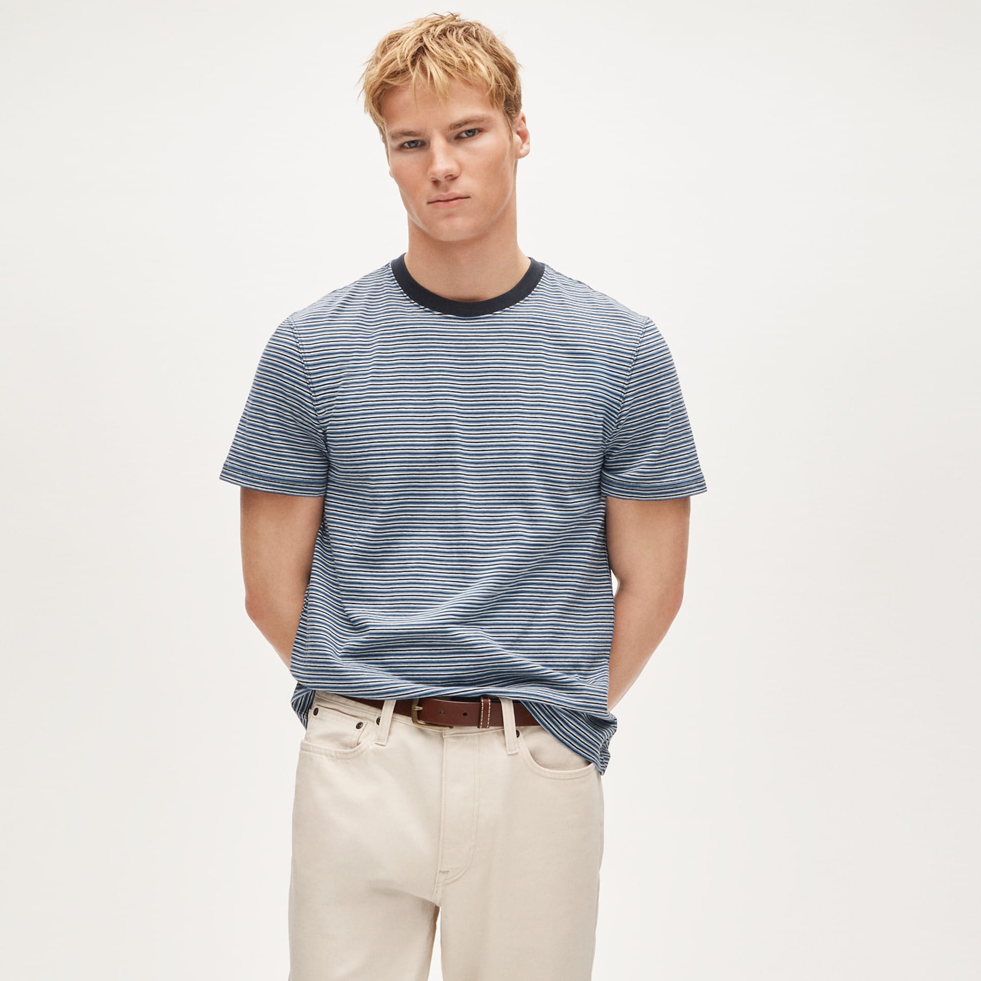 mens Vintage-wash cotton T-shirt in stripe