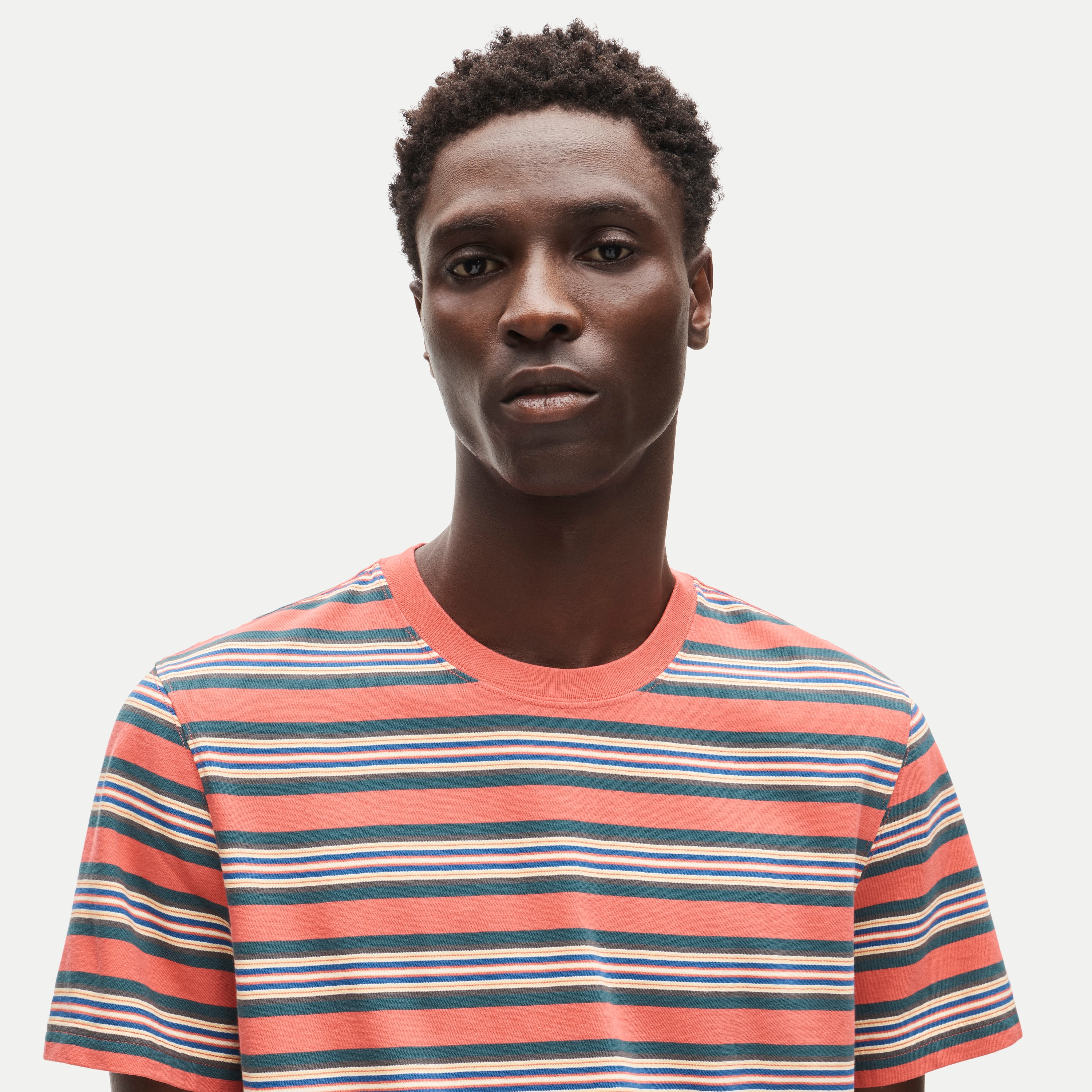 Vintage-wash cotton T-shirt in stripe - thumbnail 2