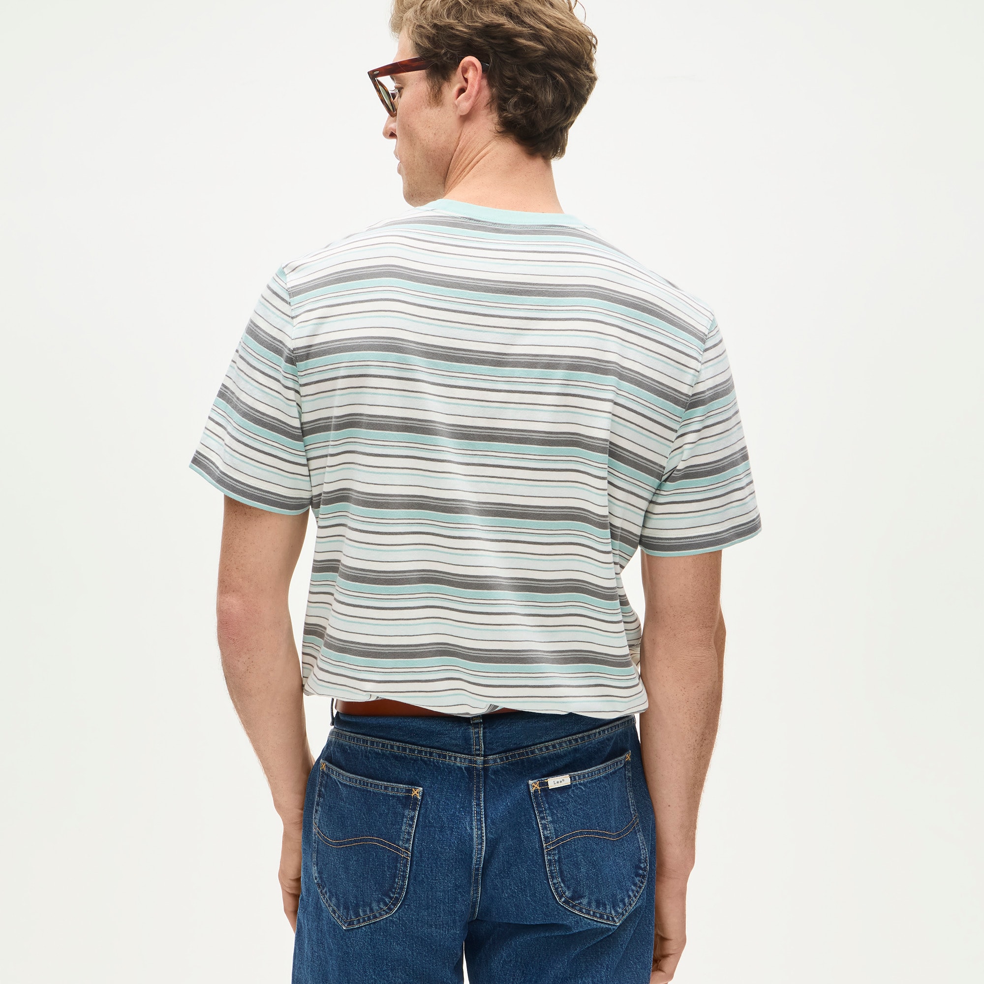 Vintage-wash cotton T-shirt in stripe