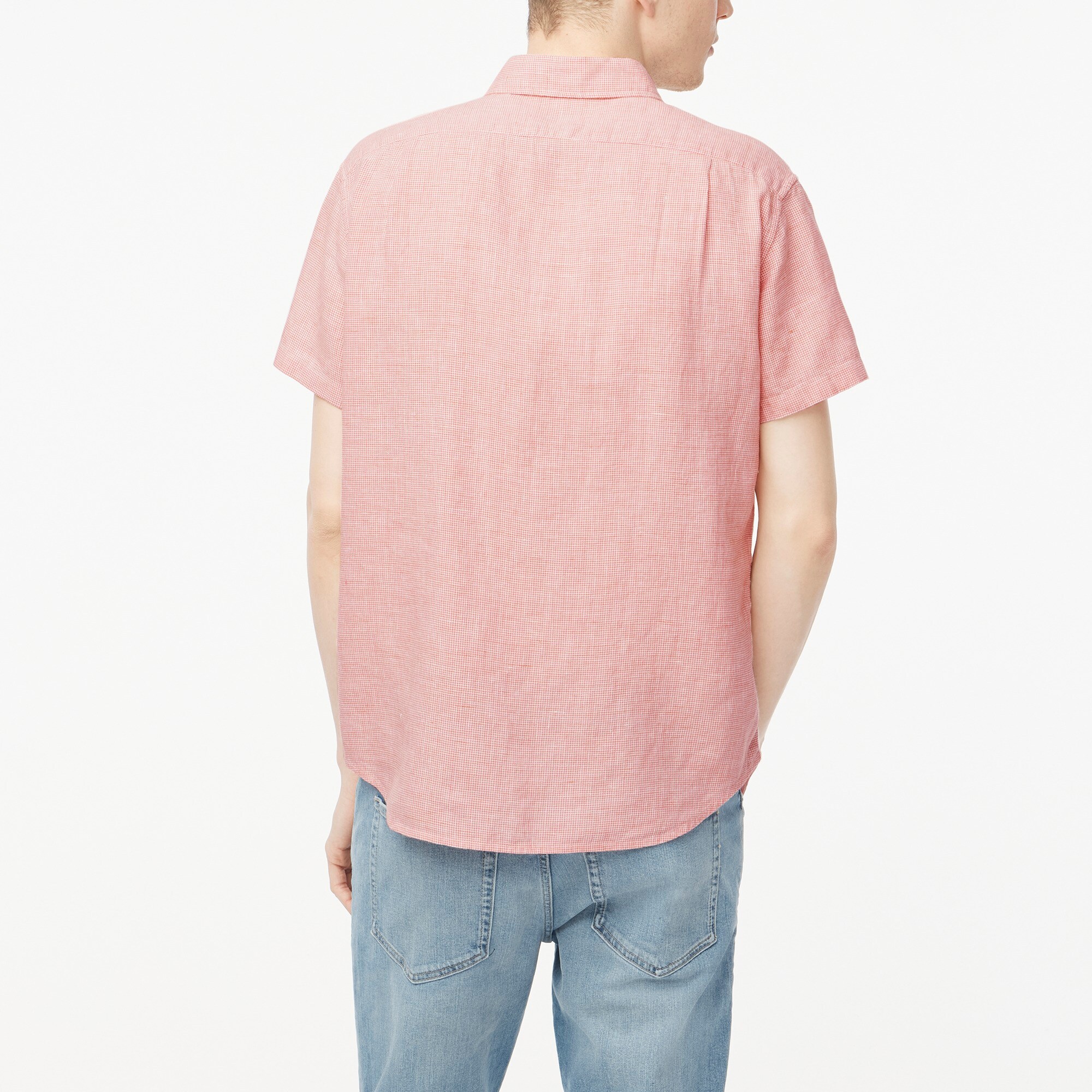 Short-sleeve linen-blend shirt