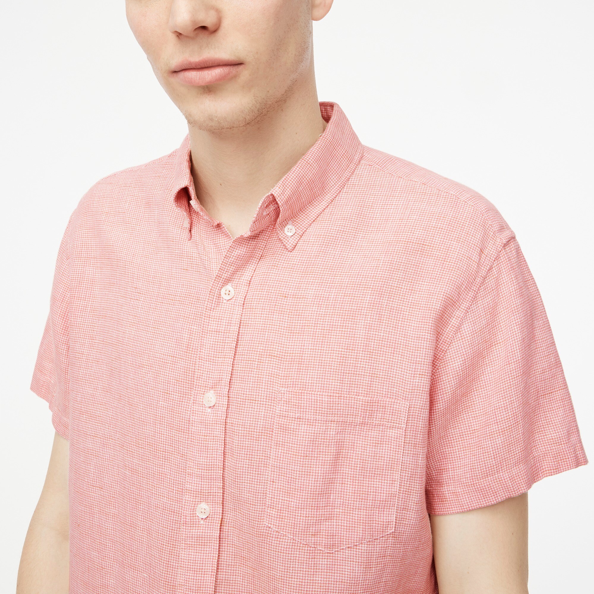 Short-sleeve linen-blend shirt