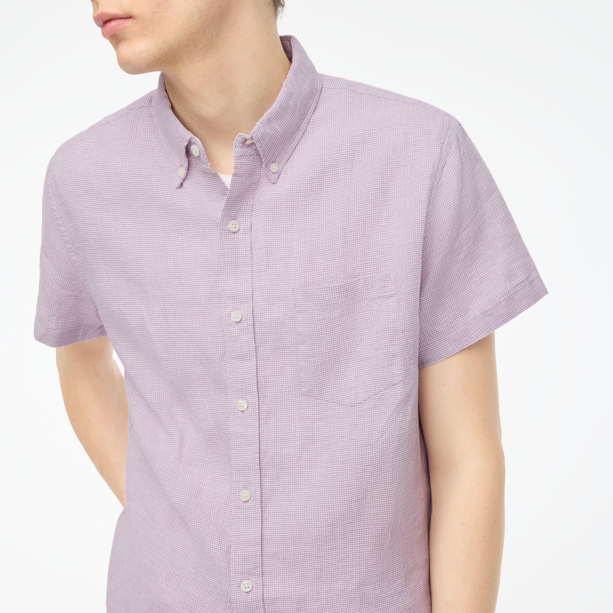 mens Short-sleeve linen-blend shirt