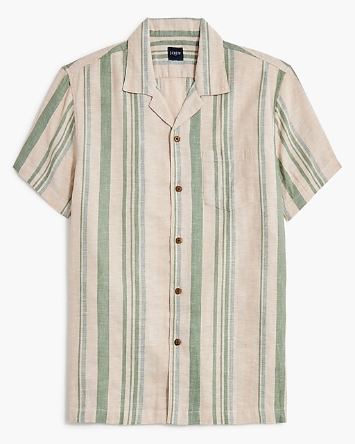 mens Short-sleeve textured striped camp shirt