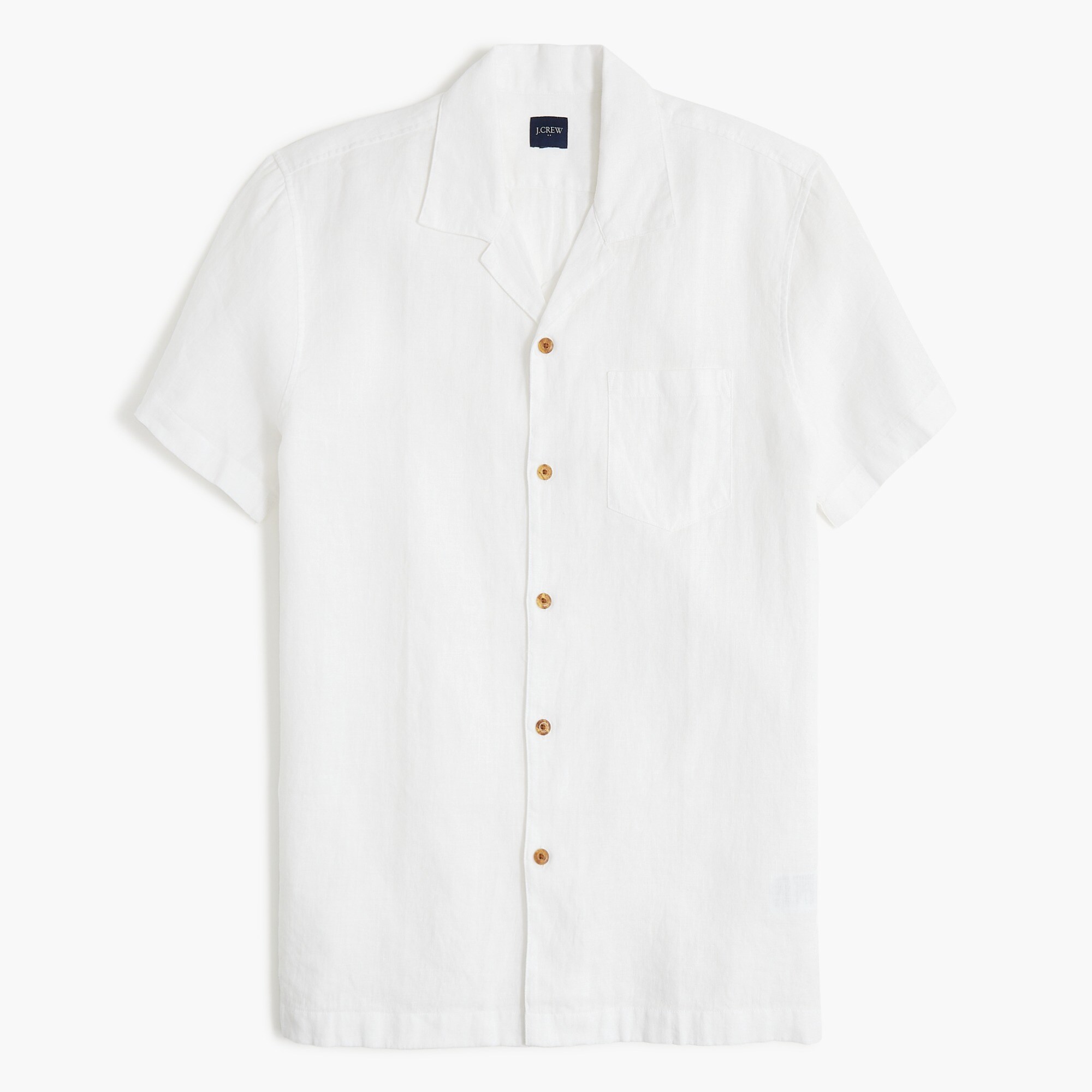 Short-sleeve linen-blend camp shirt