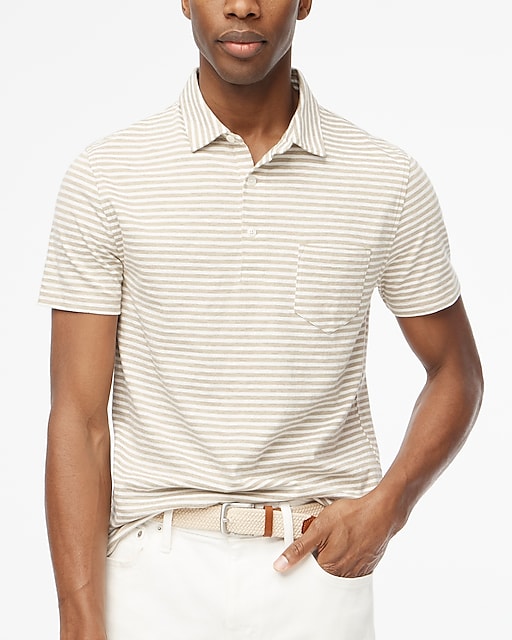  Striped slub jersey pocket polo shirt
