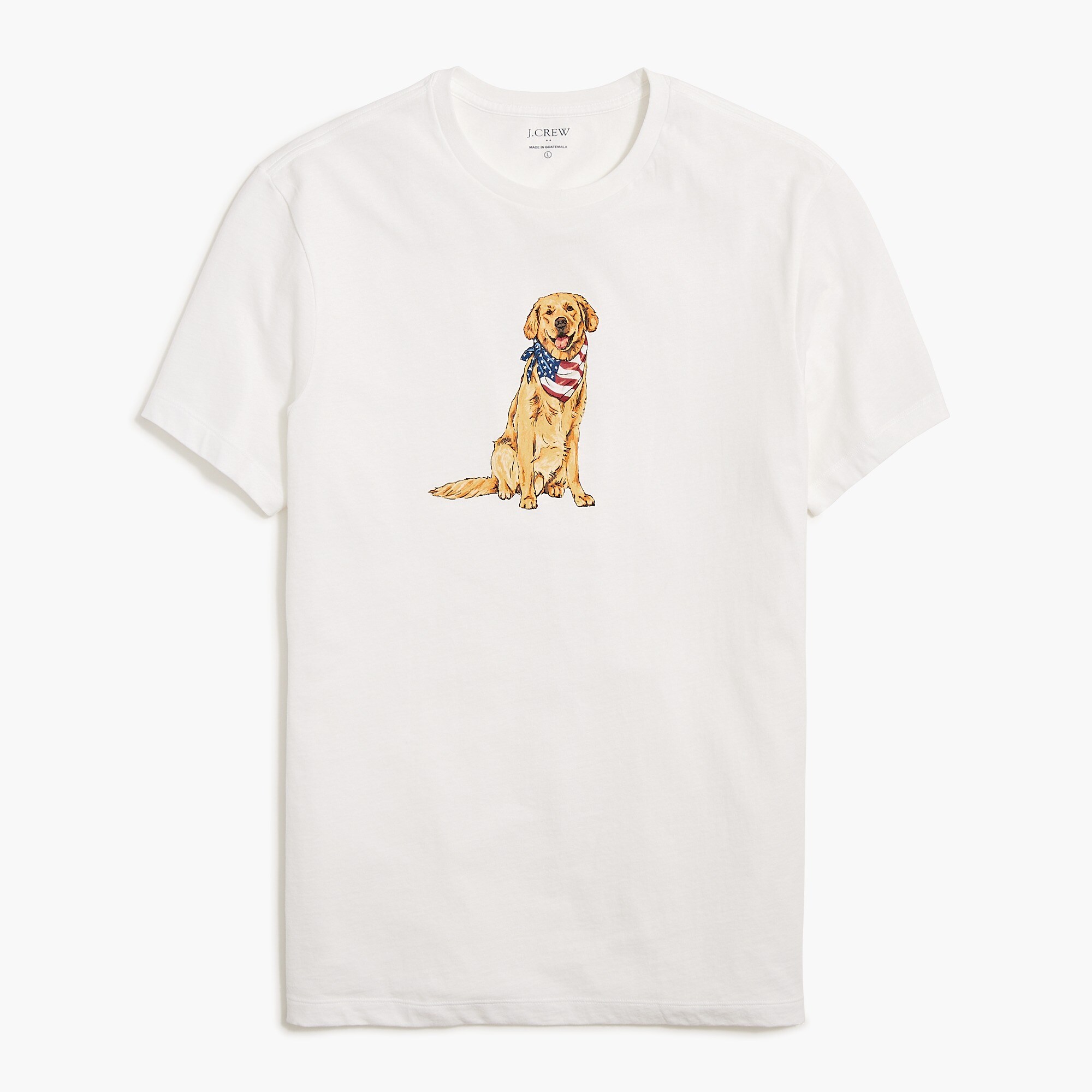 dog with patriotic scarf graphic tee for men