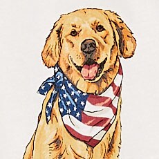 Dog with patriotic scarf graphic tee WHITE